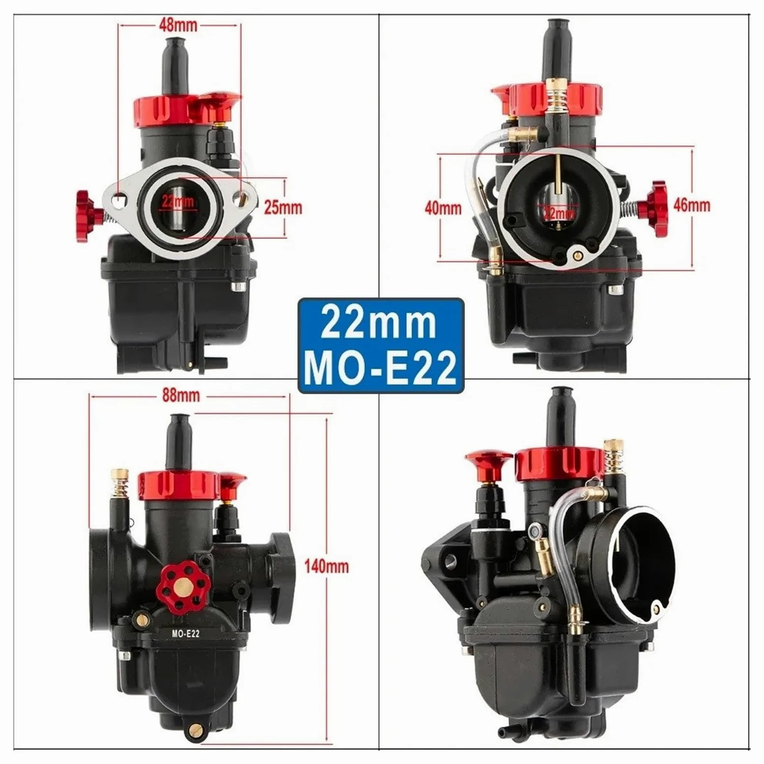 Motosierra Carburador Carburador De Motocicleta 80CC - 250CC Para Brida Negra PE Piezas Internas Repuesto Para Ciclomotor Bicicleta Para GY6 Pitbike Pete(19MM)