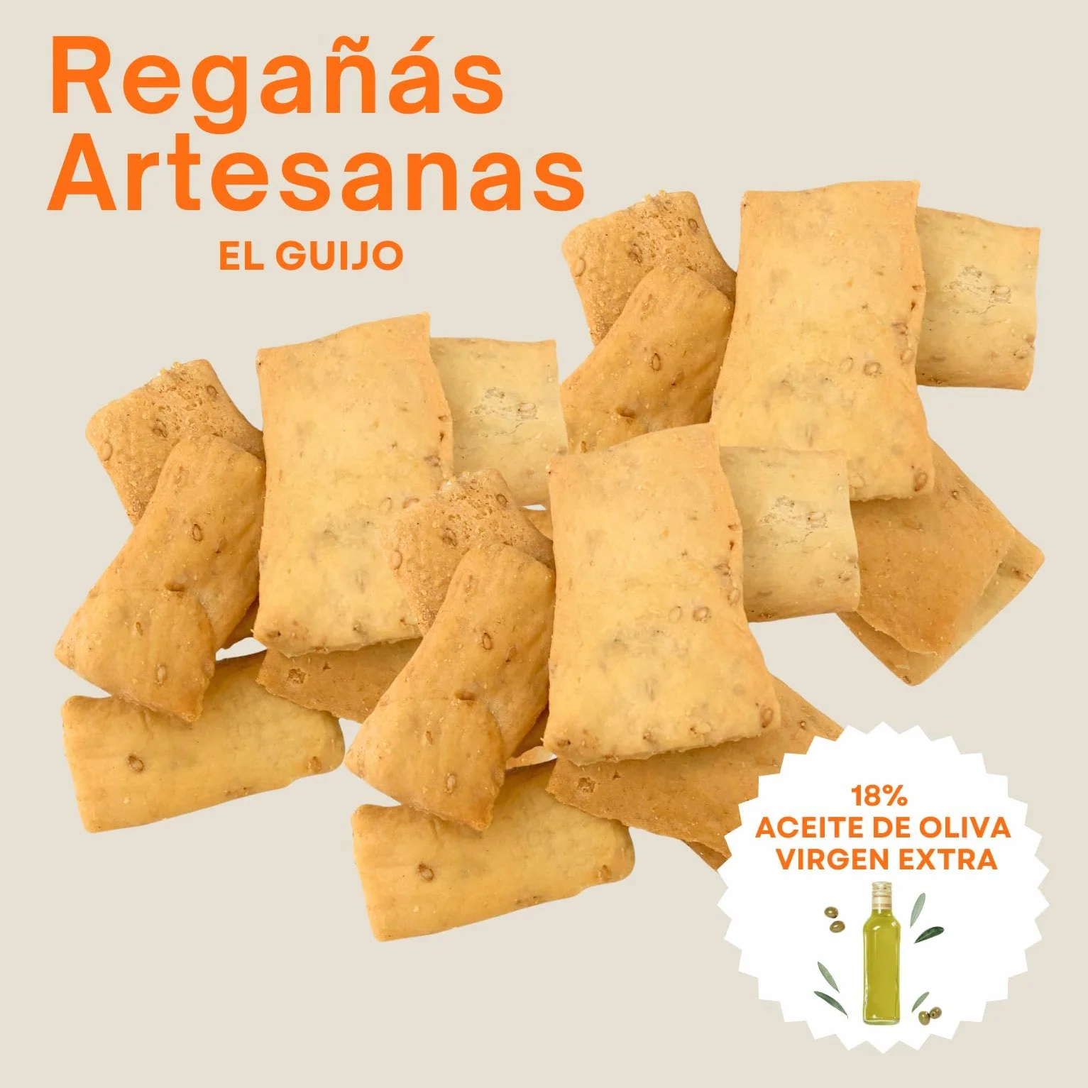 Regañá Artesana El Guijo 18% Aceite de Oliva Virgen Extra Pack 15x250g Cuadraditos Pan Crujiente