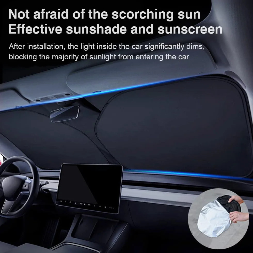 Parasol Coche Delantero, para Sol para Coches 142×80cm, Protector Solar Coche Parabrisas, Parasol Delantero Coche Plegable, Parasoles para Protección Frente al Calor y los Rayos UV SUV Camión (L)