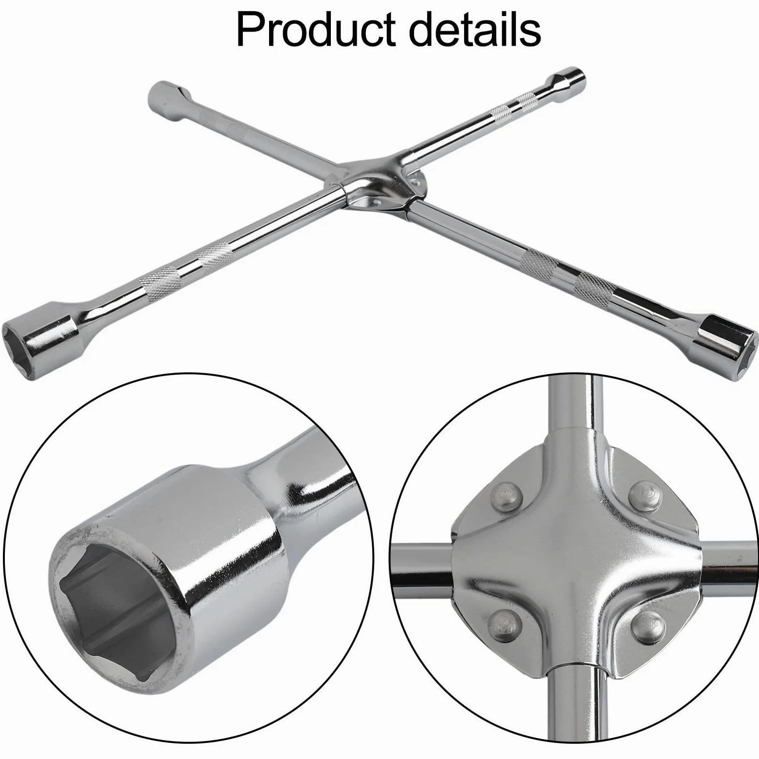 Llave de tuerca de cuatro vías, llave de vaso cruzado de 20 pulgadas con cabezales de 17/19/21/23 mm, acero resistente para cambio de tuerca de rueda de coche verde (20 pulgadas)