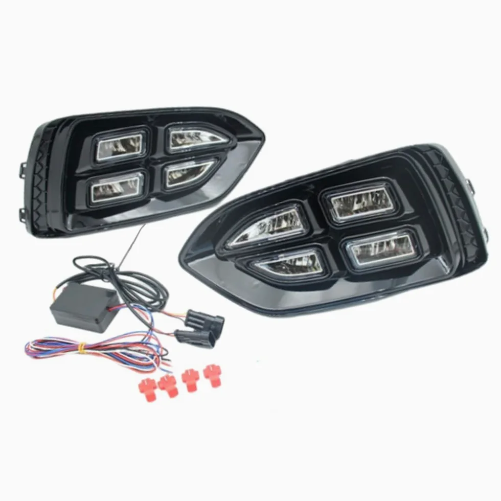 Riloer Luces diurnas LED color ámbar y blanco, faros antiniebla DRL, resistentes al agua, compatible con Hyundai Accent 2017-2018.