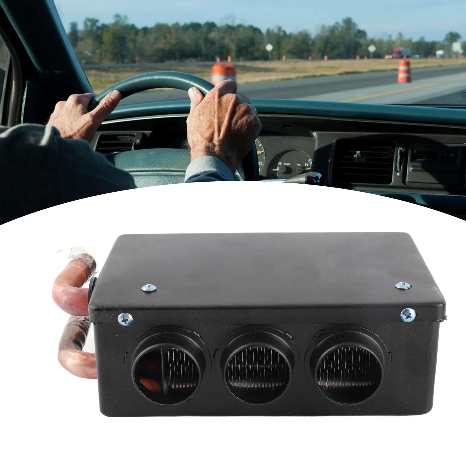 Desempa?ador de coche, calentador de coche de 12 V 50 W, calentador de calentamiento rápido de invierno portátil de 3 orificios, eliminación de escarcha, bajo nivel de ruido
