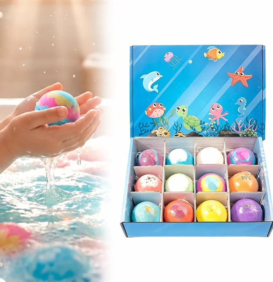 Bombas de baño naturales para niños 12 unidades con juguete sorpresa