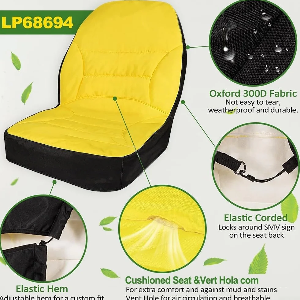 Funda de asiento de tractor LP68694 para tela Oxford 1025R y 2025R 300D, ajuste cómodo para reposabrazos, fácil reemplazo, mejora la comodidad
