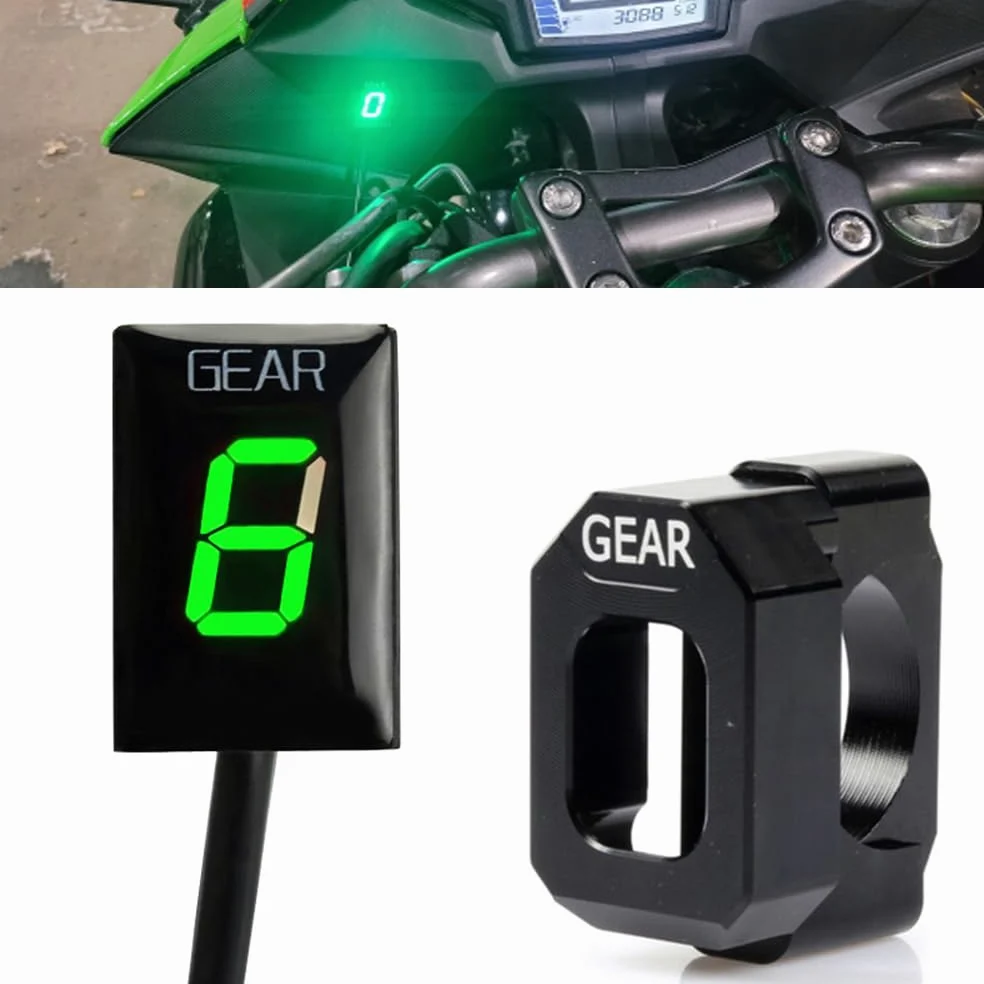 Indicador de marcha digital LED de 1 a 6 velocidades resistente al agua compatible con Kawasaki ER6N Z1000 SX Nin & ja 400 650 Z800 Z750 Versys 650 Z650 W800 Nin & ja 300 Vulcan
