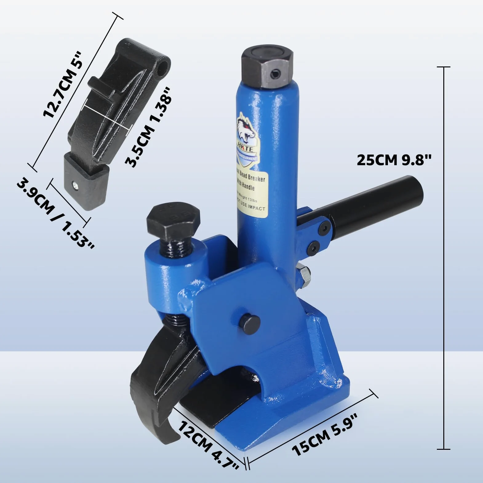 HKTE - Rompe cuentas manual de neumáticos con mango patentado: ideal para ruedas de aluminio, neumáticos de ATV, tractores, camiones, automóviles y reparación de neumáticos de alta resistencia (mango