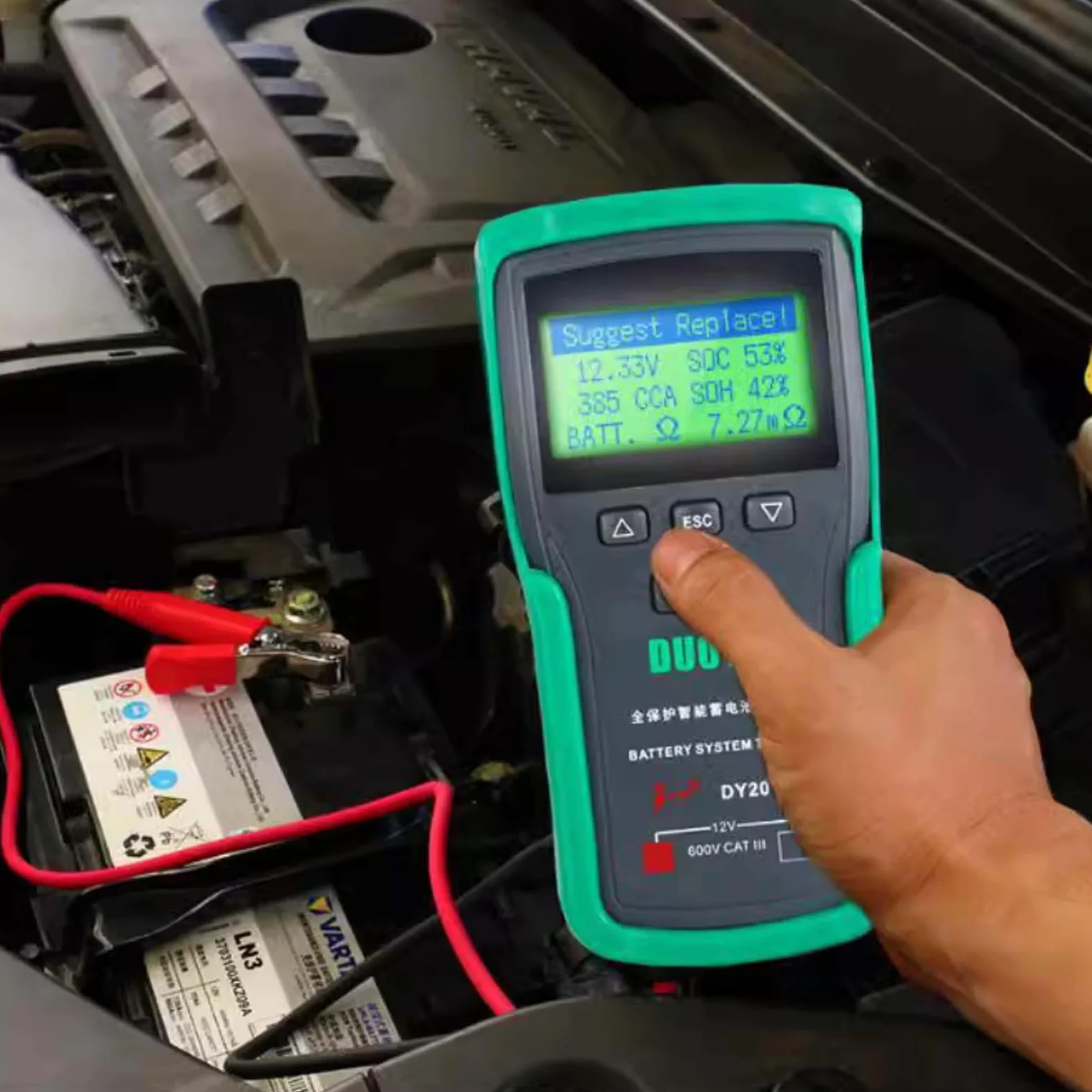 Probador de Carga de Batería para Automóvil de 12V/24V, Probador de Carga de 100-1700CCA, Probador de Alternador Automotriz, Analizador de Batería Digital (12V)