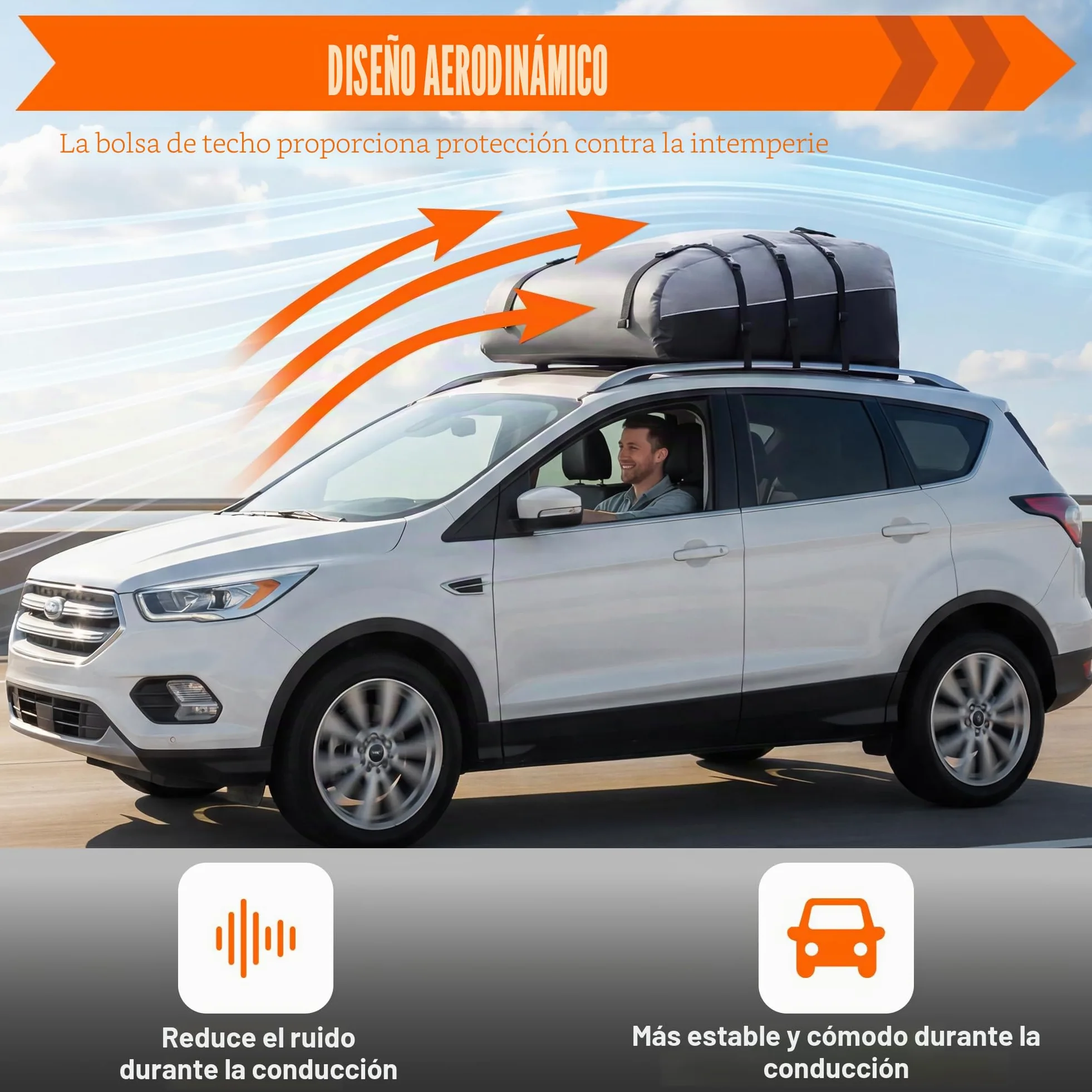 Sailnovo Cofre de Techo 580 L/20 cúbicos, Impermeable Bolsa de Techo, con 6 Ganchos con Alfombrilla Antideslizante Cerrar para Puerta, Apto para Coches sin Portaequipajes (Gris-Negro)