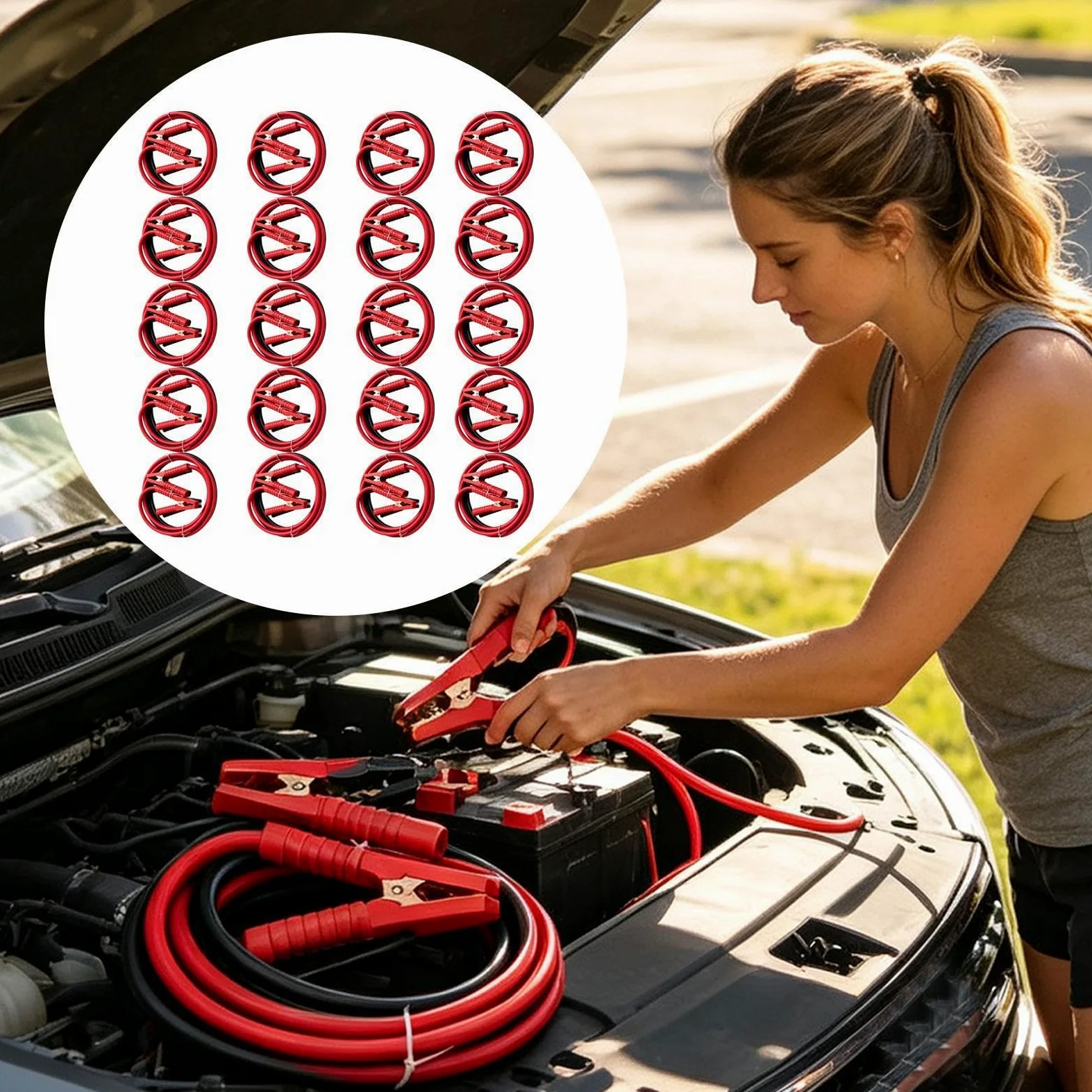 Cables De Arranque 20 Piezas De Repuesto Para Pinzas Y Línea De Arranque De | Cables De Refuerzo De Batería De Automóvil Para Automóvil Coche Sedán SUV Pickup Camión Remolque Hogar Garaj