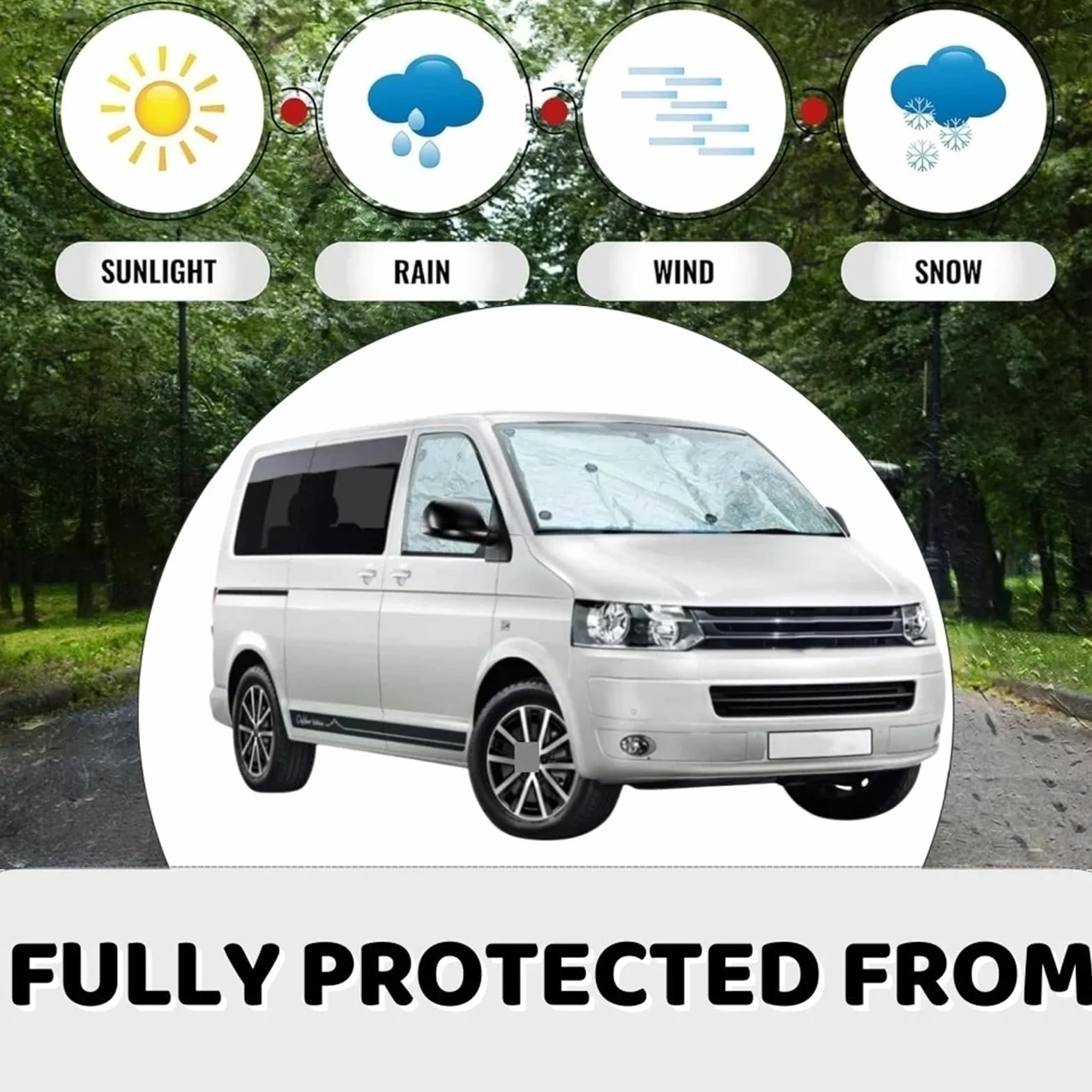 para VW T5 T6 Accesorios Exteriores De Coche 3 Uds Parasol para Parabrisas Delantero con Ventanas Laterales Cortina Protección UV Parasol Coche
