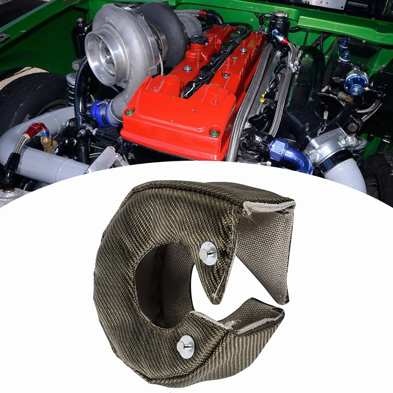 Turbo Heat Shield, Single Titanium Turbo Heat Shield Manta Barrera Turbo Charger Cover T3 / GT35 / GT37 / GT40 / GT42