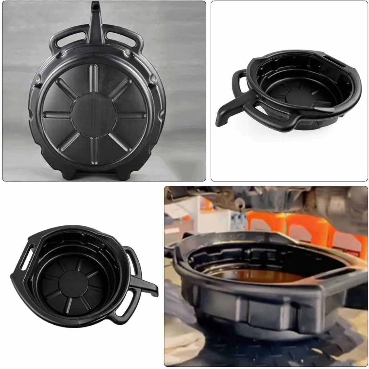 Bandejas Recolectoras de y Diseñadas para Ajustarse Debajo del Motor 10l para Coche y 15l de PE Negro, Fáciles de Usar Pack de 2 Piezas
