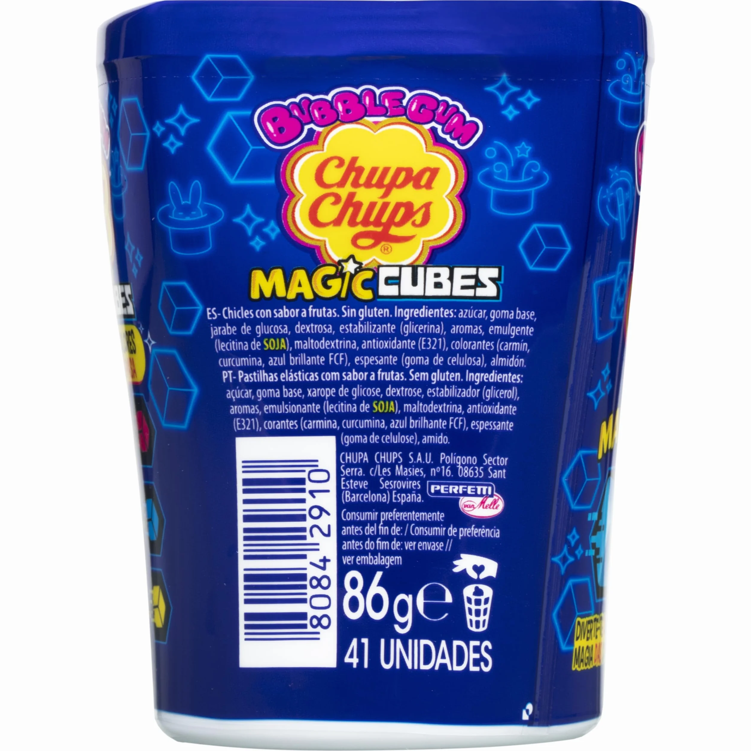 Chupa Chups Magic Cubes Chicle Infantil Cubos Mágicos Multicolor, 6 botes 86g