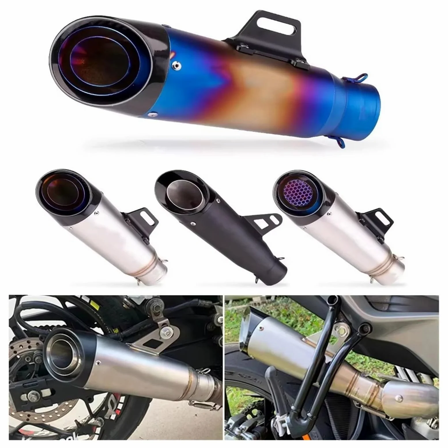 silencioso escape moto Para Kawasaki Para Ninja Para Z900 Para CB650R | Para R3 51mm silenciador de Escape para motocicleta tubo de Escape 335mm de longitud(B 51mm)