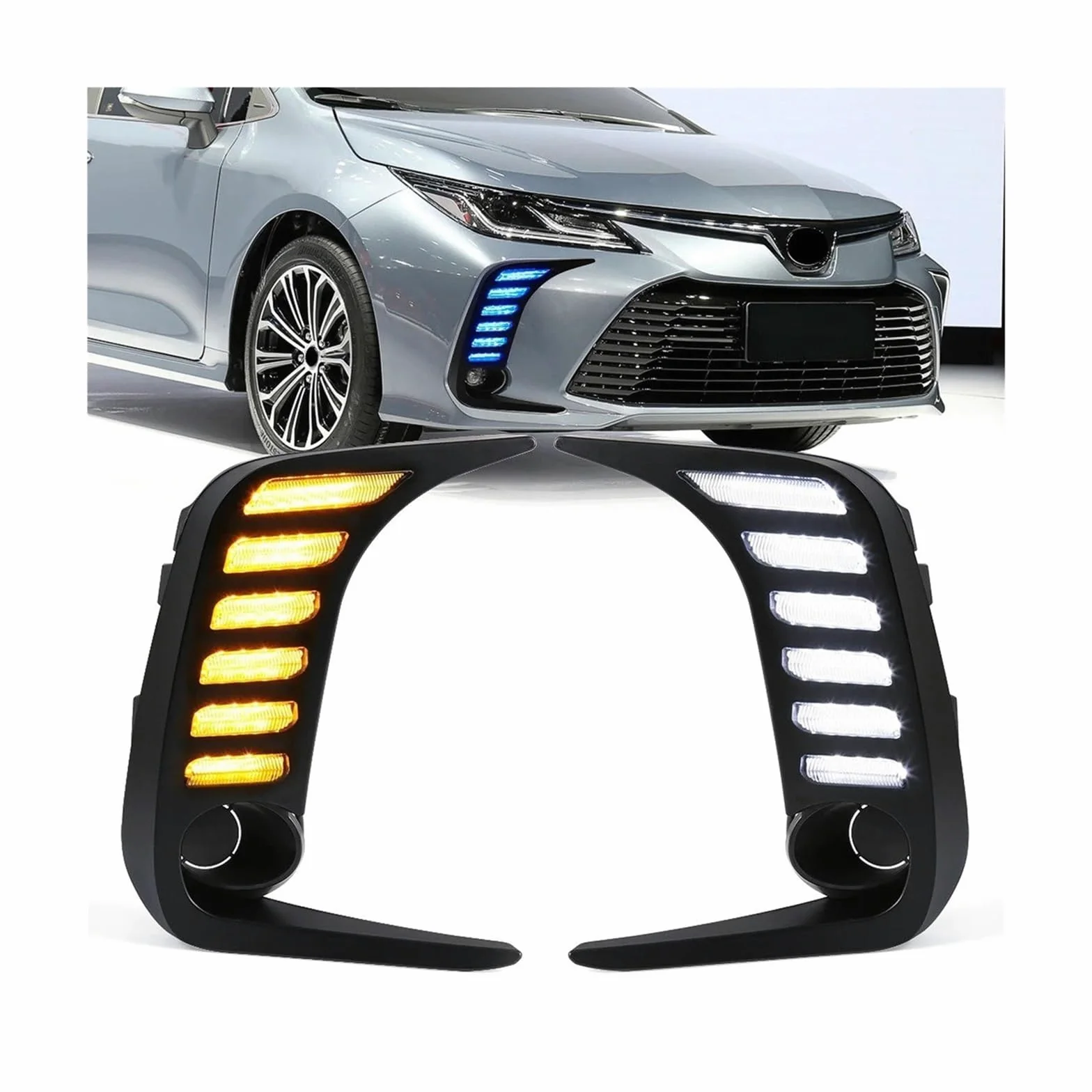 Luces Antiniebla Luz Niebla Para Toyota Para Corolla 2019-2022 Luces Diurnas LED DRL Faros Antiniebla Coche Intermitentes Parachoques Delantero Blanco Amarillo Azul
