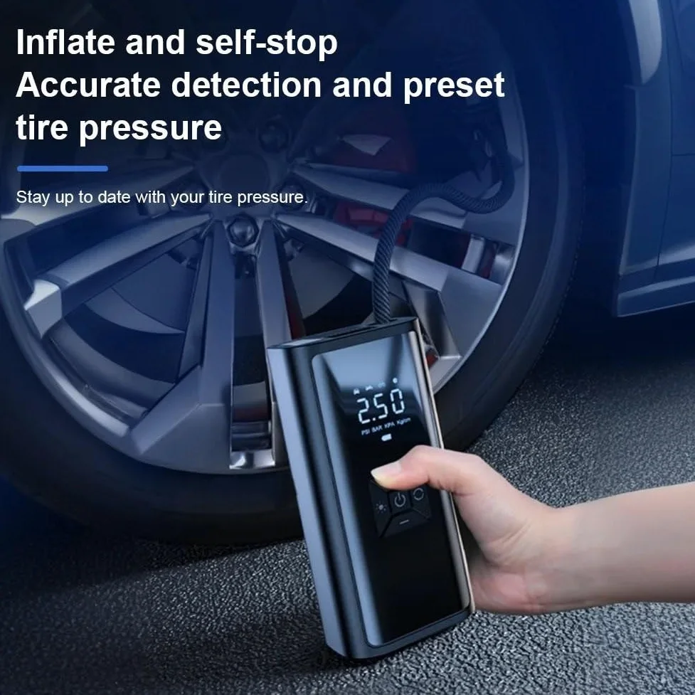 Inflador Ruedas Coche Bomba de neumáticos para inflar automóviles Portable Electric Air Compressor | 150PSI eléctrico con inflador portátil de neumáticos de coche con pantalla LCD y luz LED