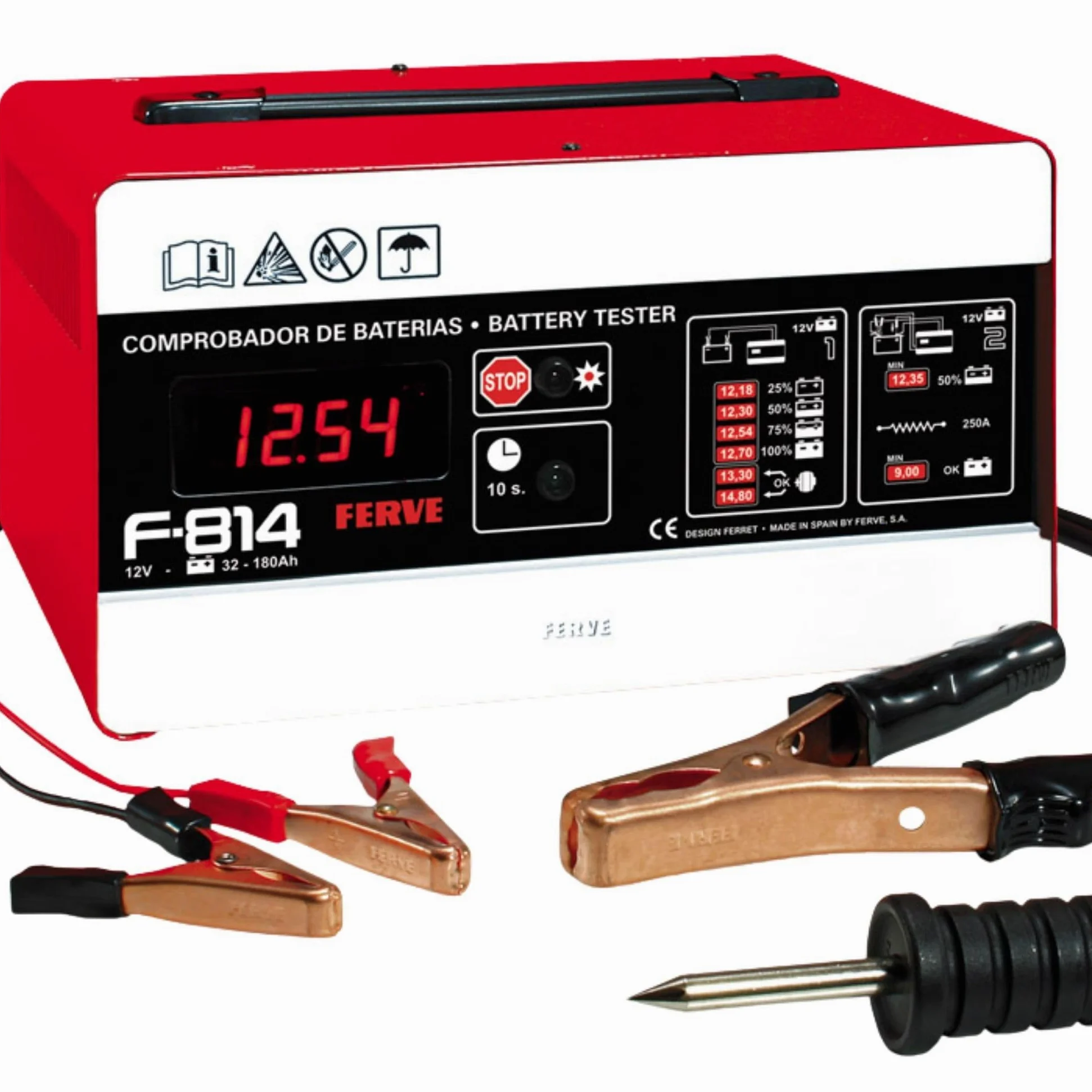 Ferve F-814 Comprobador de Baterías y Alternadores de 12V