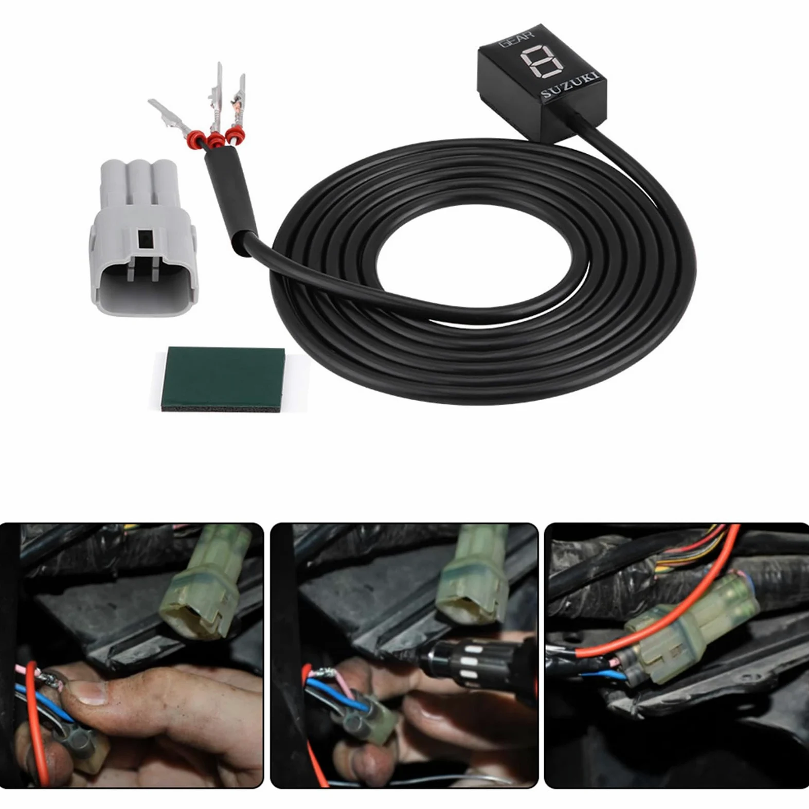 Akozon Indicador de marcha de motocicleta, conector ECU para Intruder 800, V-Strom, GSXR 600, SV650