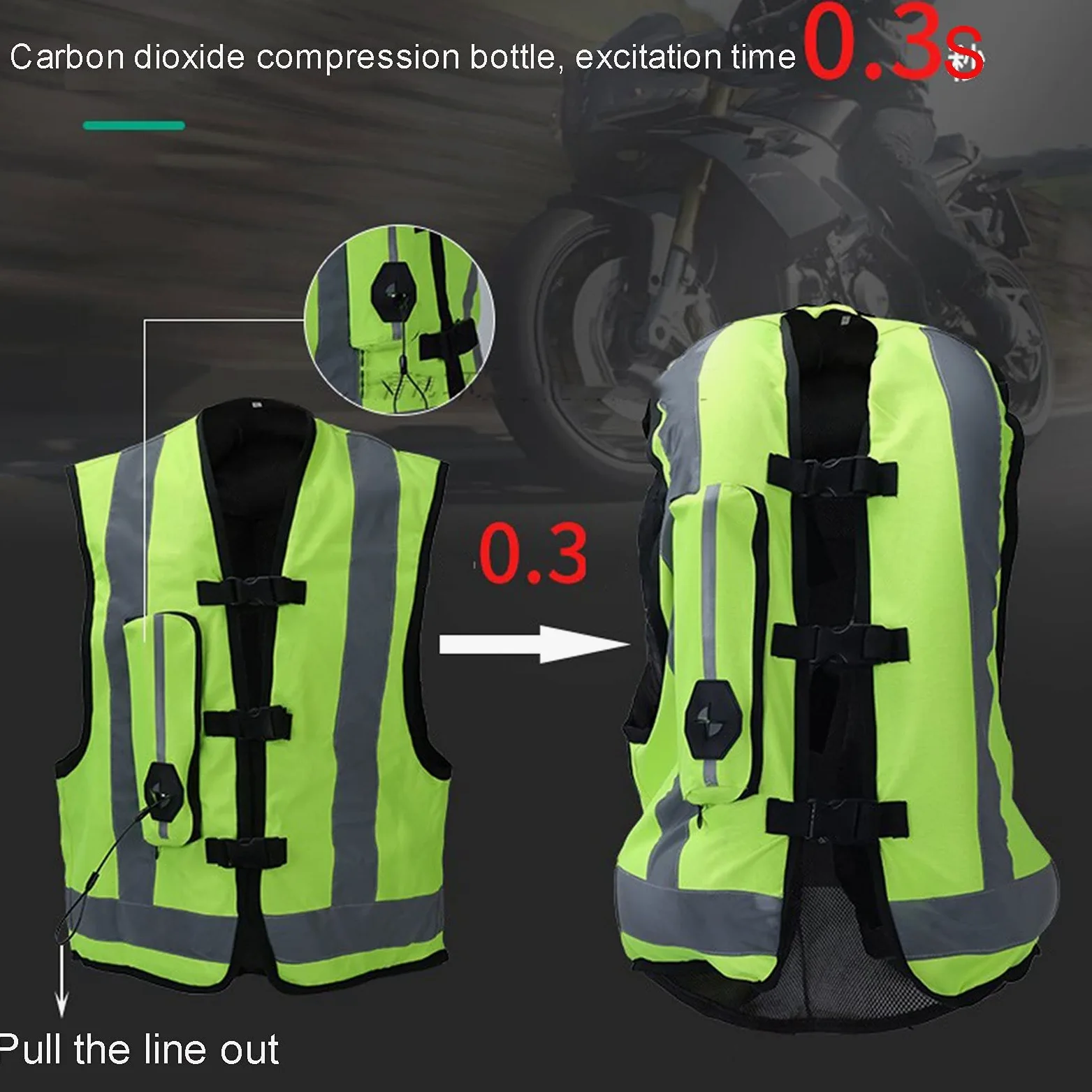 Chaleco De Airbag De La Motocicleta Chaleco De Airbag Reflexivo De Los Hombres Suspensión / Cremallera, Tamaño Ajustable Utilizado En Equitación Ecuestre, Equipo De Motocicletas De Bicicleta.