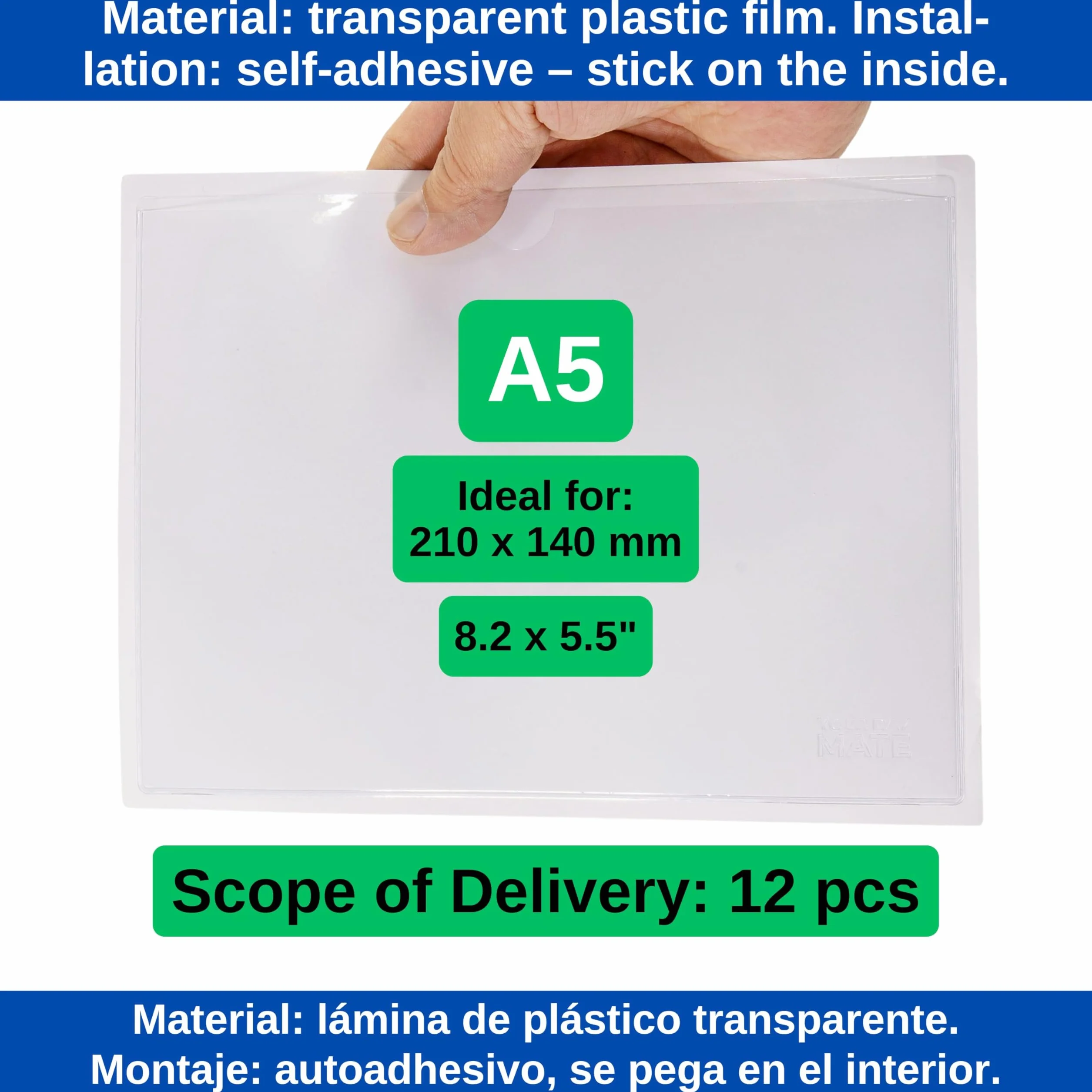 Bolsa adhesiva para parabrisas, 12 pzs, tamaño DINA5, 220 x 160 mm, en transparente, soporte de permiso de estacionamiento para pegar, sobre autoadhesivo permiso de estacionamiento de residente