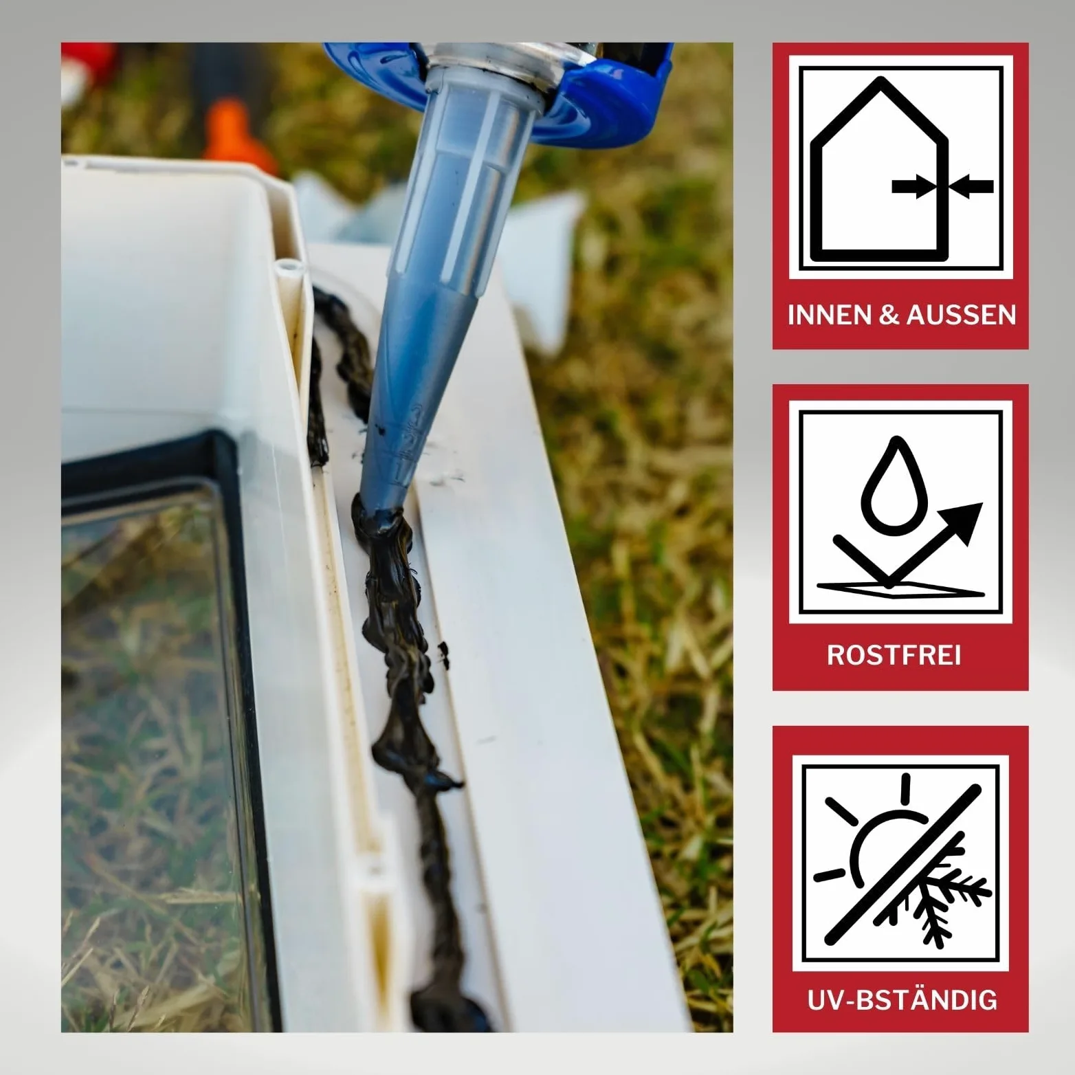 Adhesivo para carrocería, adhesivo de montaje, sellador para auto, autocaravana, interior + exterior, resistente a los rayos UV, adherencia en todas las superficies, adhesivo para caravana