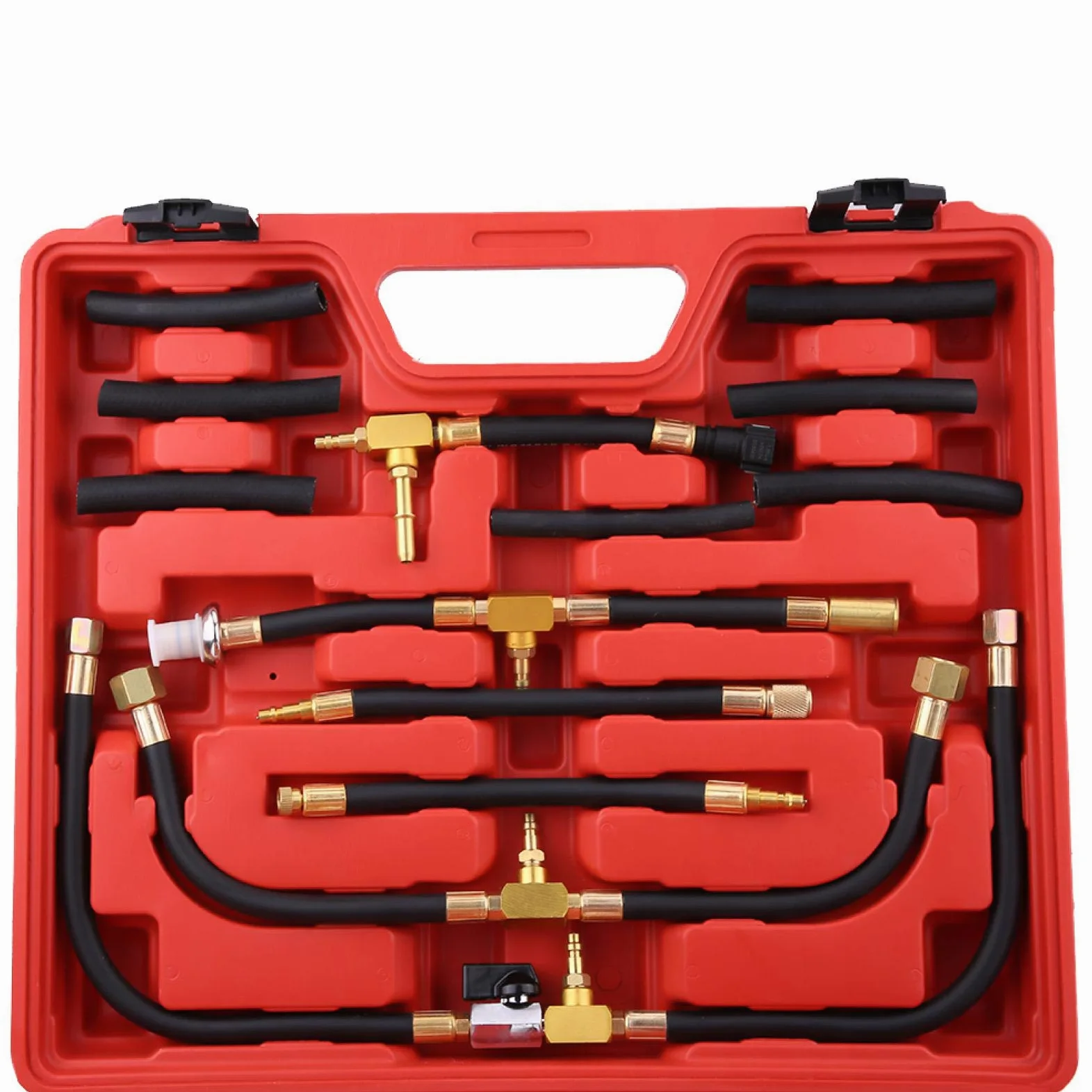 EBTOOLS Kit de medidor de presión de combustible, probador de medidor de presión de combustible de gasolina universal, kit de herramientas de diagnóstico de bomba de inyección