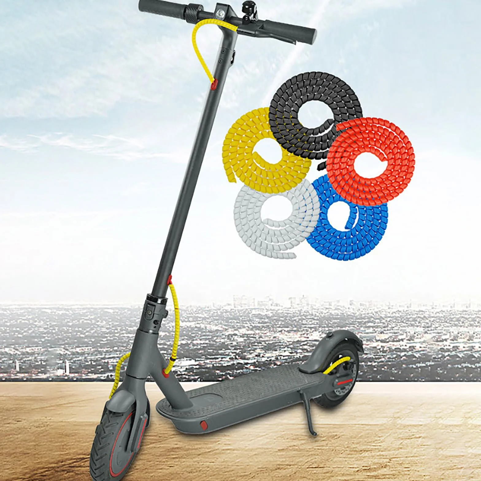 Haiki Fundas protectoras de línea de freno, espirales, tubo de cable, para accesorios de scooter eléctrico