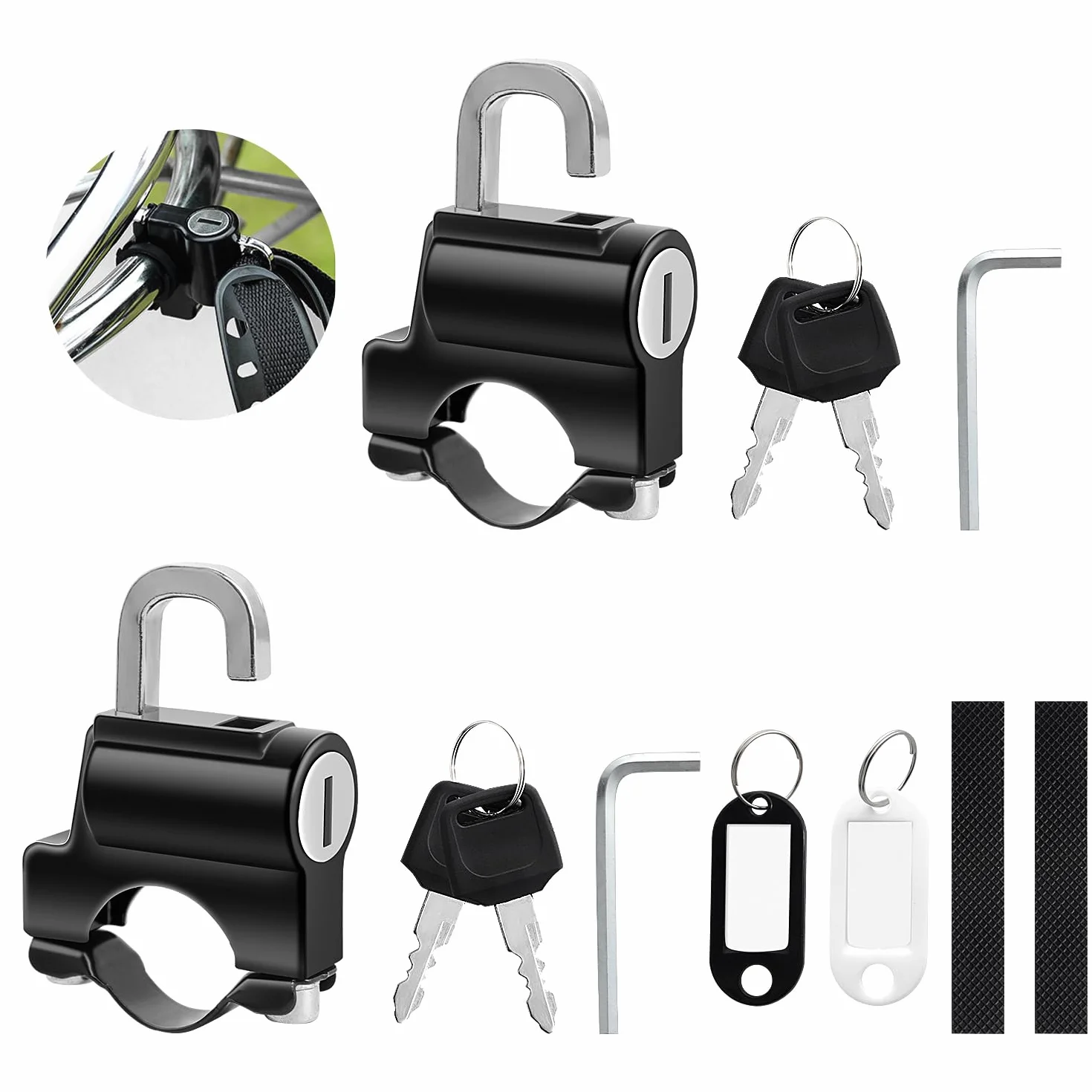 DesertBoy 2Pcs Bloqueo de Casco de Moto Universal Con Llaves Para Motocicleta, Bicicleta o Scooter