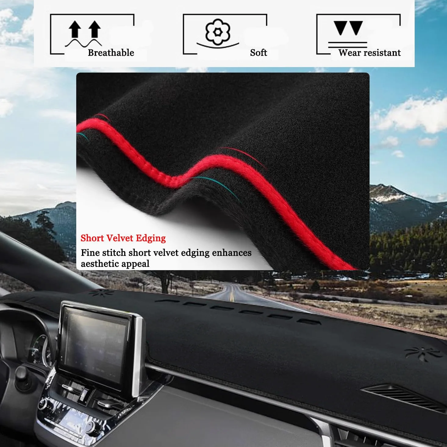 Blazeray Funda protectora para salpicadero de Toyota Corolla 2019, 2020, 2021, 2022, 2023, 2024, 2025, ajuste personalizado, cubierta de consola central, escotilla, sedán, protector solar (borde