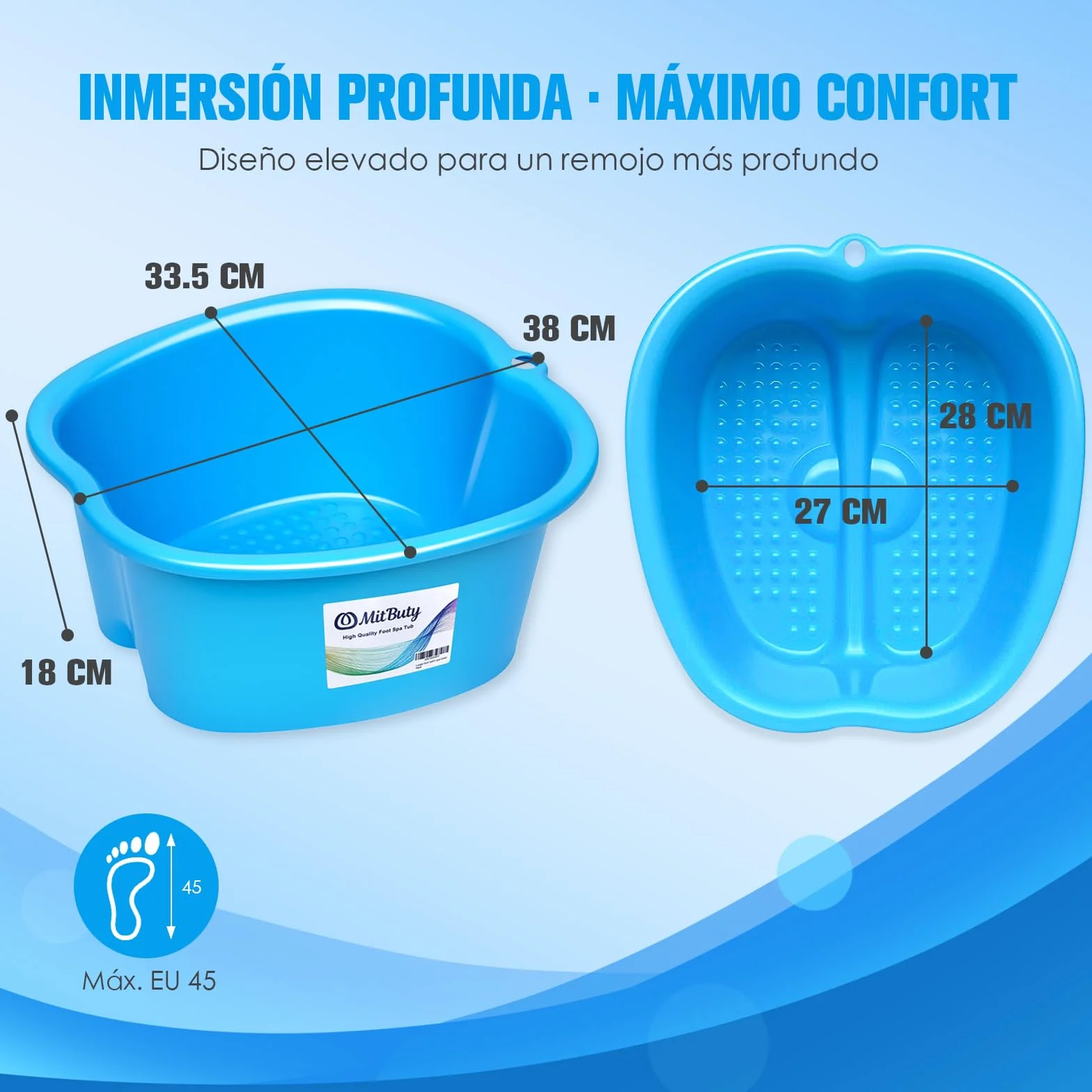 Cuenco de spa grande para baño de pies, lavabo de plástico para pedicura y masaje