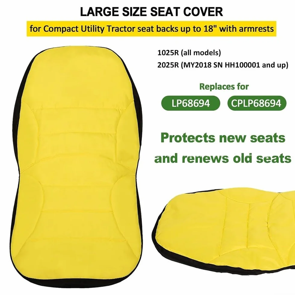 Funda de asiento de tractor LP68694 para tela Oxford 1025R y 2025R 300D, ajuste cómodo para reposabrazos, fácil reemplazo, mejora la comodidad