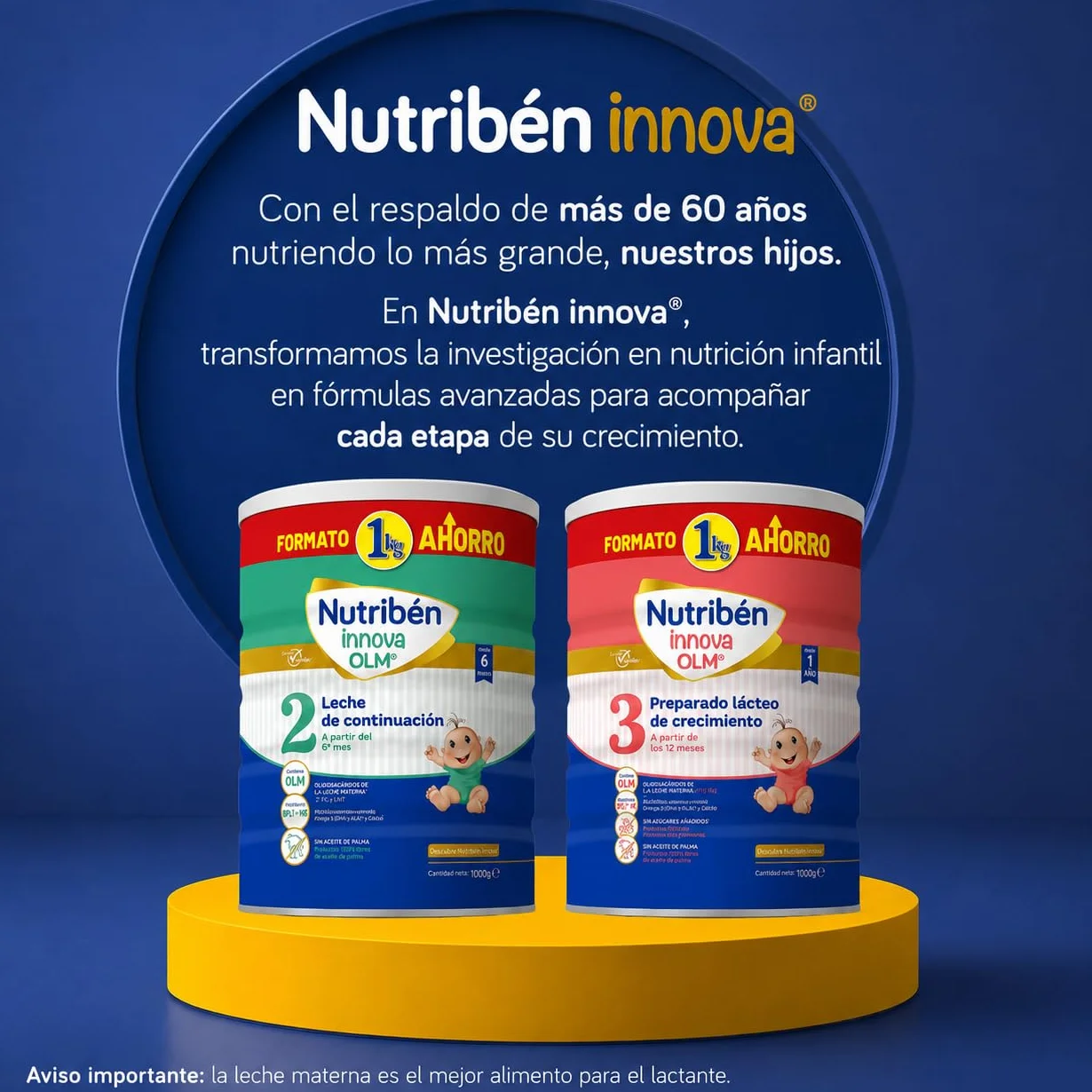 Nutribén Innova 3 Leche en Polvo Bebé Fórmula Crecimiento 12 Meses sin Aceite de Palma BPL1 1KG