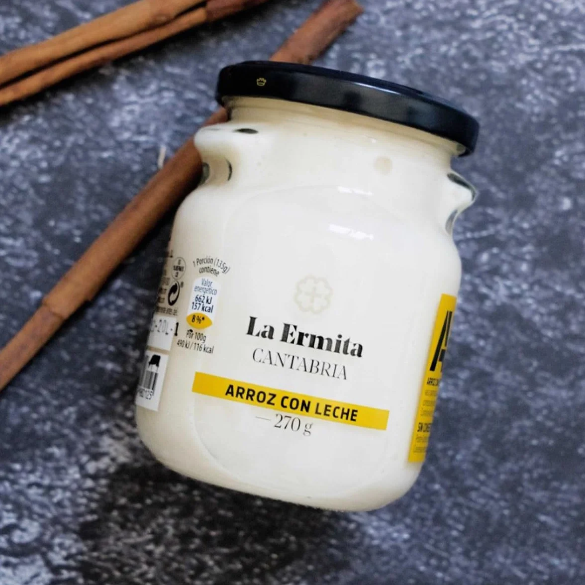 LA ERMITA Arroz con Leche Postre Lácteo Tradicional Tarro de Cristal Canela Limón Sin Gluten 270 g Pack 6