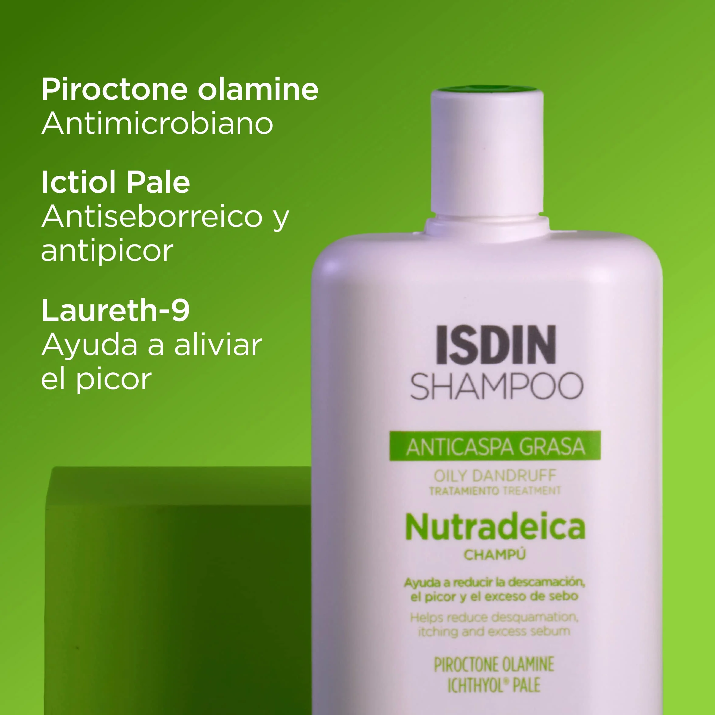 ISDIN Nutradeica Champú para Caspa Grasa, 400 ml