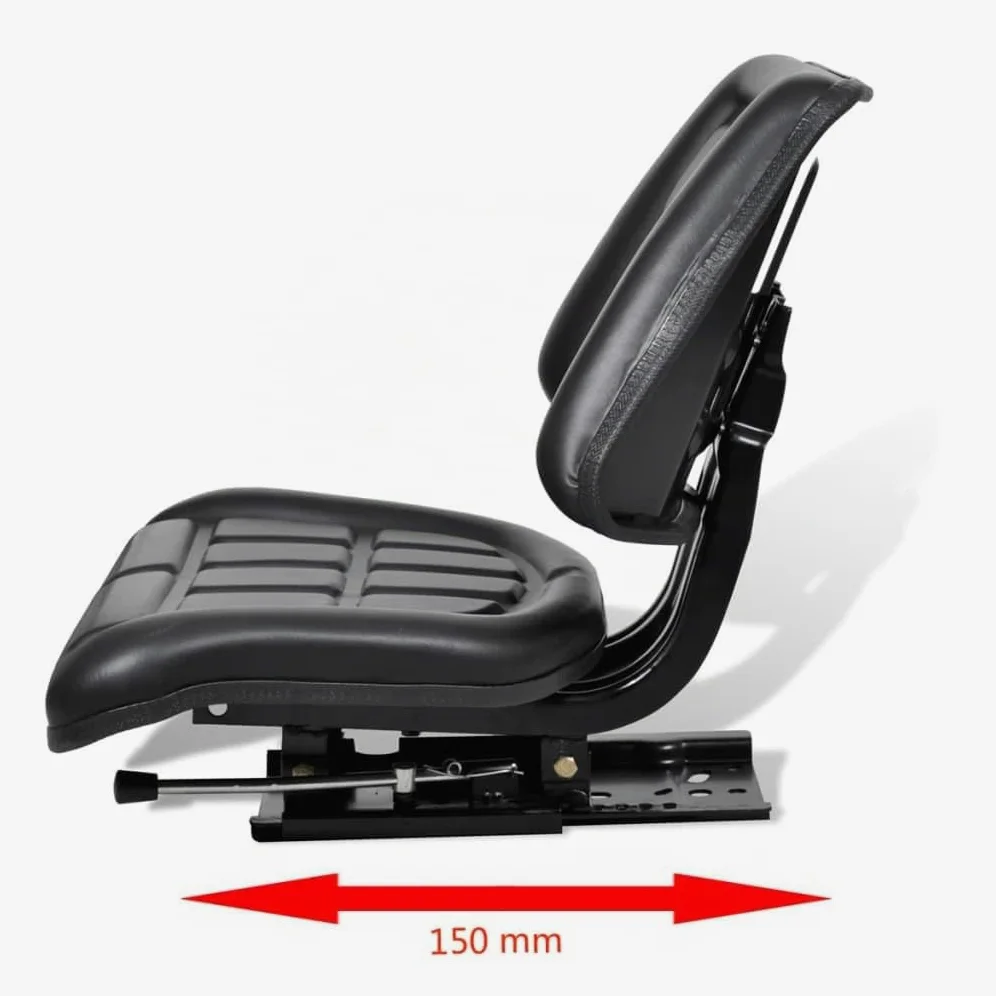 vidaXL Asiento de tractor con respaldo negro