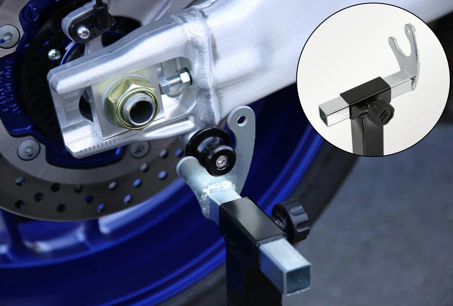 SEFIS M20U - Juego de soporte para motocicleta + bujes prisma M8 para rueda trasera, elevador de moto, soporte de servicio trasero plegable (para BMW S1000RR / R/XR M1000RR / R/XR)