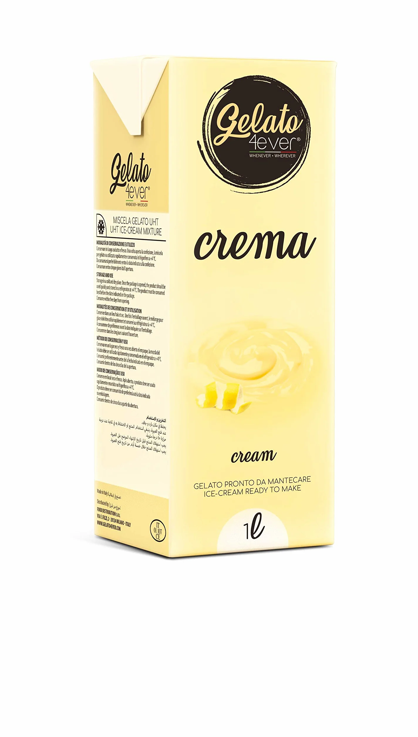 Gelato 4ever Crema helada lista para batir Paquete de 2 Fiordilatte