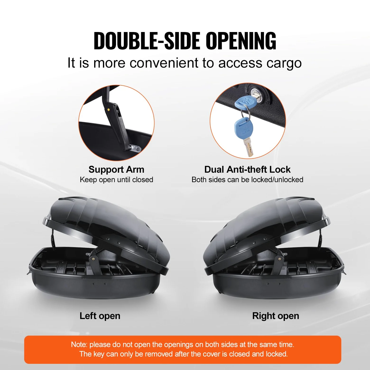 VEVOR Cofre de Techo 340 L Portaequipajes de Techo Rígido de ABS con Apertura de Doble Cara 2 Correas Reforzadas Aerodinámico Maletero Techo Coche para la Mayoría de Travesaños, Coche, SUV, Negro