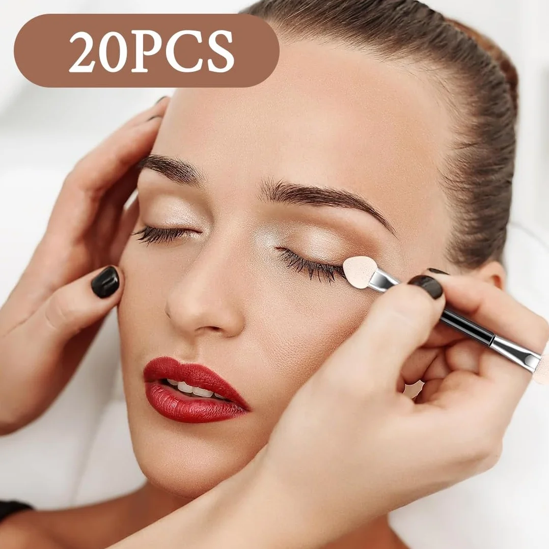 Aplicador de Maquillaje Doble Punta, Sombra para Ojos, Mini Esponja, 20 Piezas