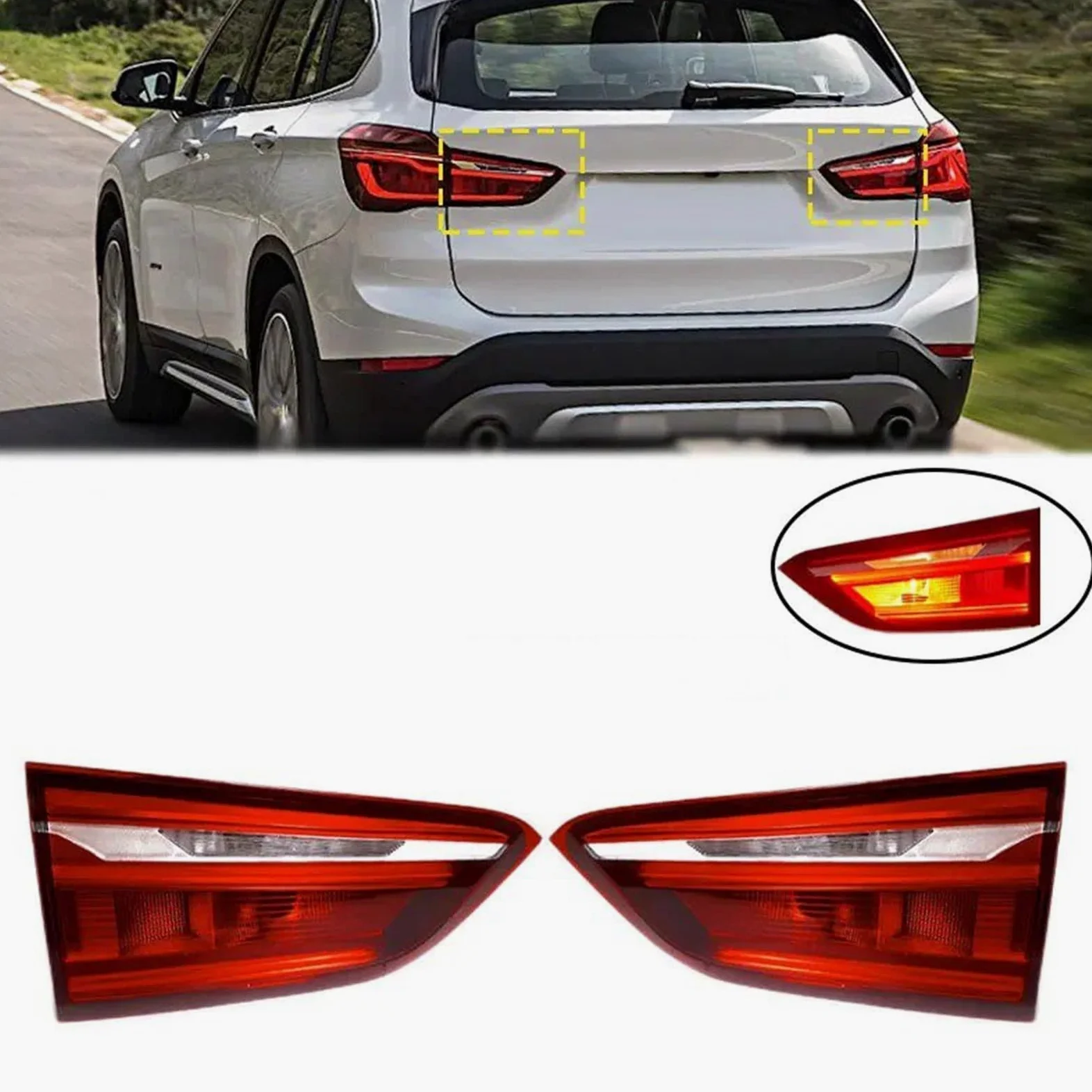 Faro Trasero Del Portón Trasero Para BMW Para X1 2016-2019 Accesorios Coche Luz Trasera LED Lámpara Advertencia Freno Conjunto Luz Trasera Pieza Automóvil 63217350697 63217350698 Luz Trasera(Inside Le