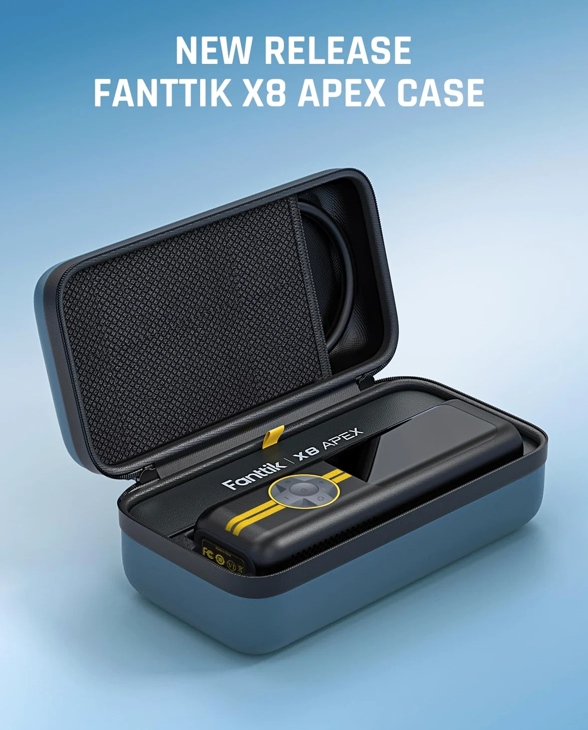 Fanttik X8 APEX y S100 - Funda de protección portátil de etilvinilacetato (EVA), bolsa de almacenamiento oficial personalizada X8 APEX, inflador de neumáticos, tubo de aire, adaptador de cargador y
