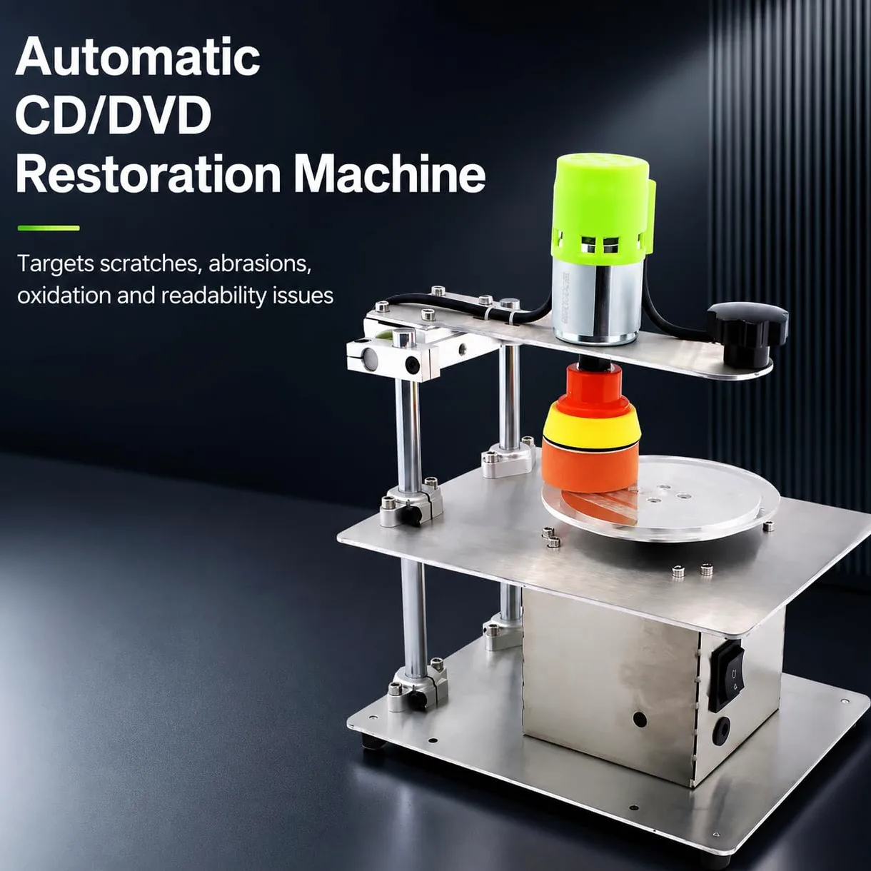 Máquina de reparación de DVD/CD, pulidora automática de discos para arañazos, abrasiones y oxidación, fácil operación para discos ilegibles, diseño compacto