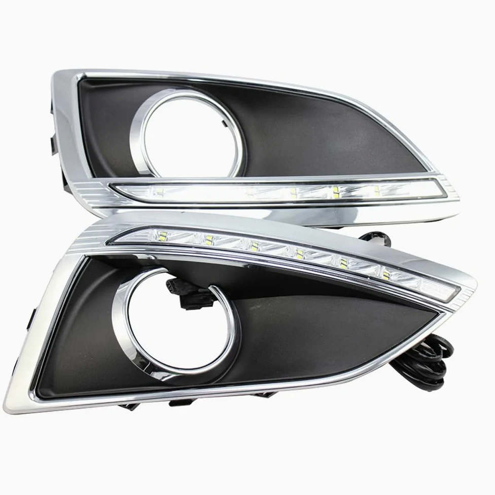 BAKUGO 2 Piezas LED Luz De Circulación Diurna Luz Antiniebla Luz Parachoques Delantero DRL Luz De Señal De Vuelta para Hyundai IX35 2010 2011 2012-White