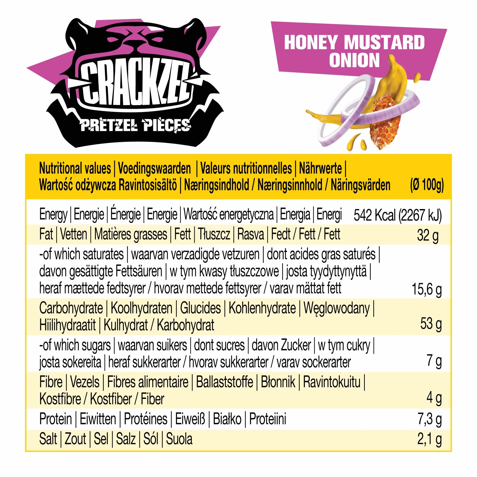 Crackzel Honey Mustard Onion Pretzel Pieces 24 x 85 gr
