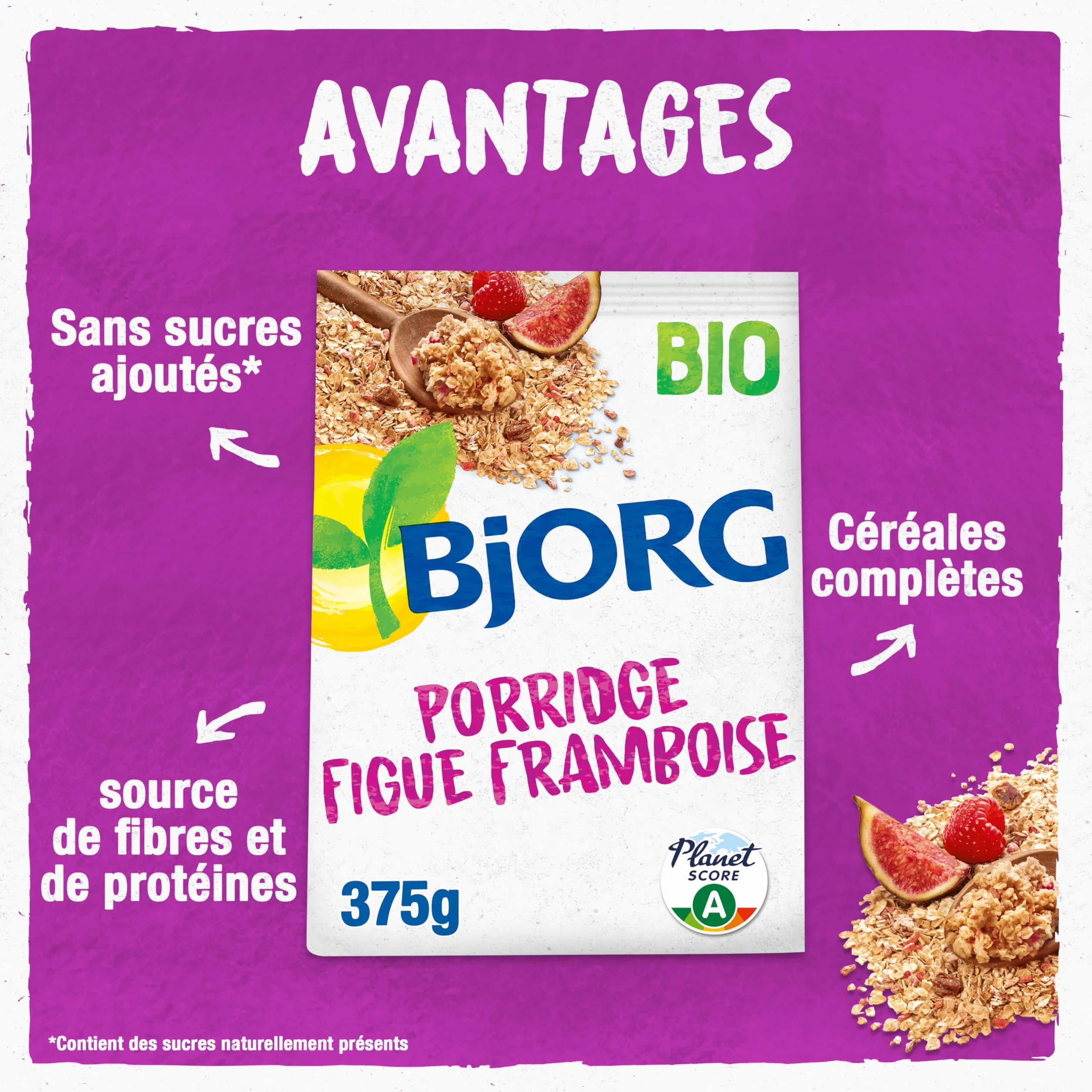 Bjorg Porridge Figue Framboise Bio 375g