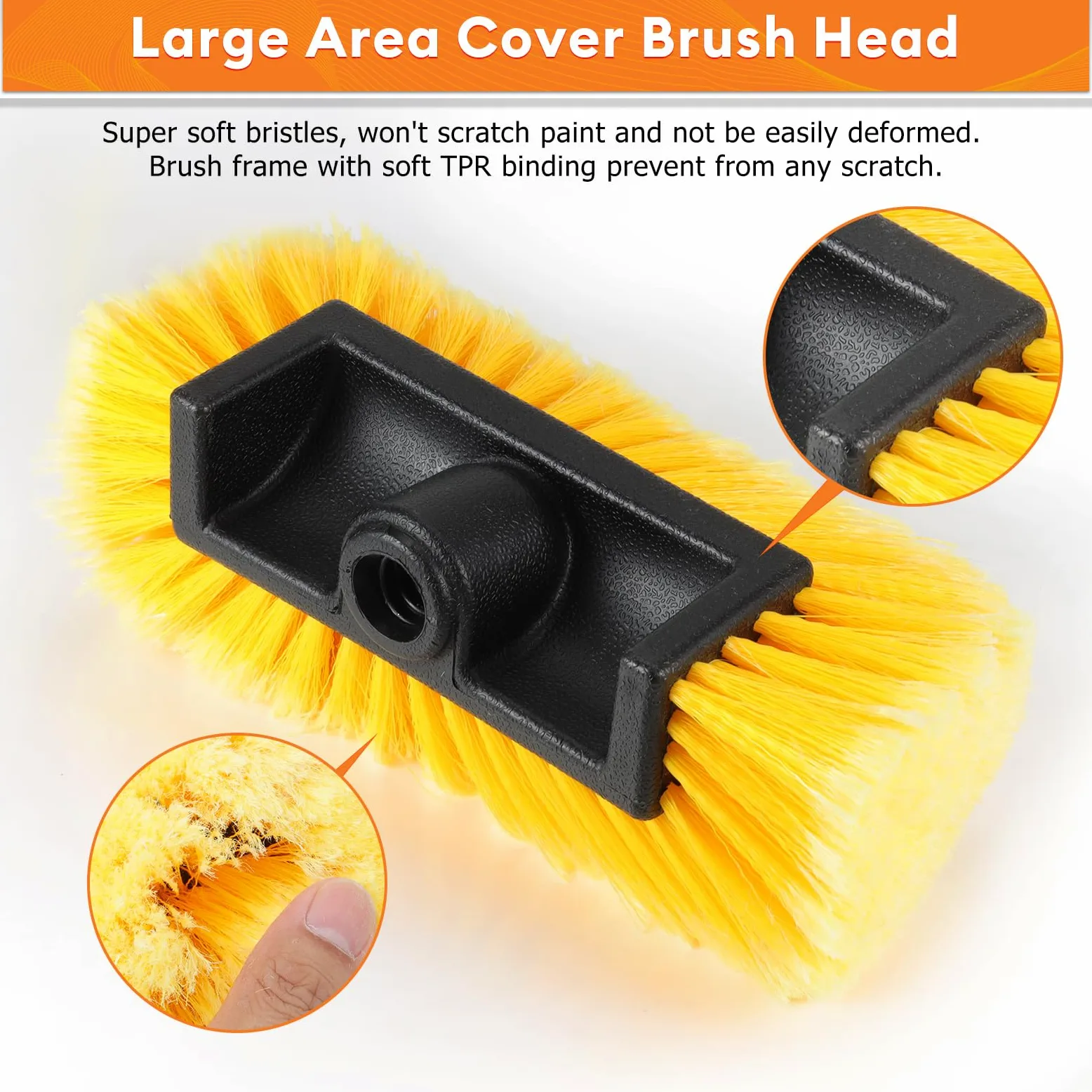 Cepillo de lavado de coche de 12 pies, cepillo de lavado de coche resistente con mango largo, poste de extensión multiusos de 3 a 12 pies con cepillo de cerdas ultra suaves de 10 pulgadas para
