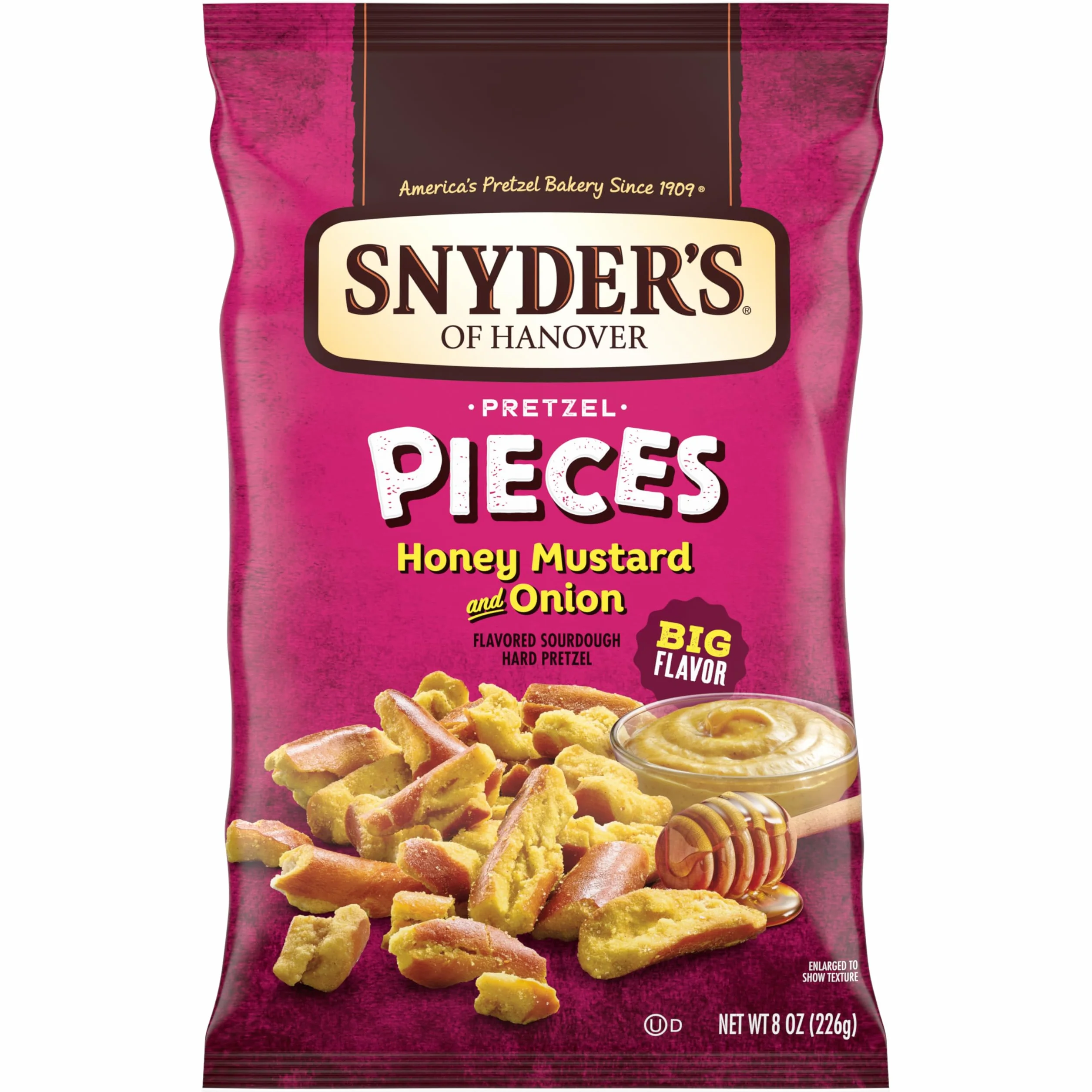 Snyder's of Hanover Pretzel Pieces Honey Mustard Onion 8 Ounce Pack of 6
