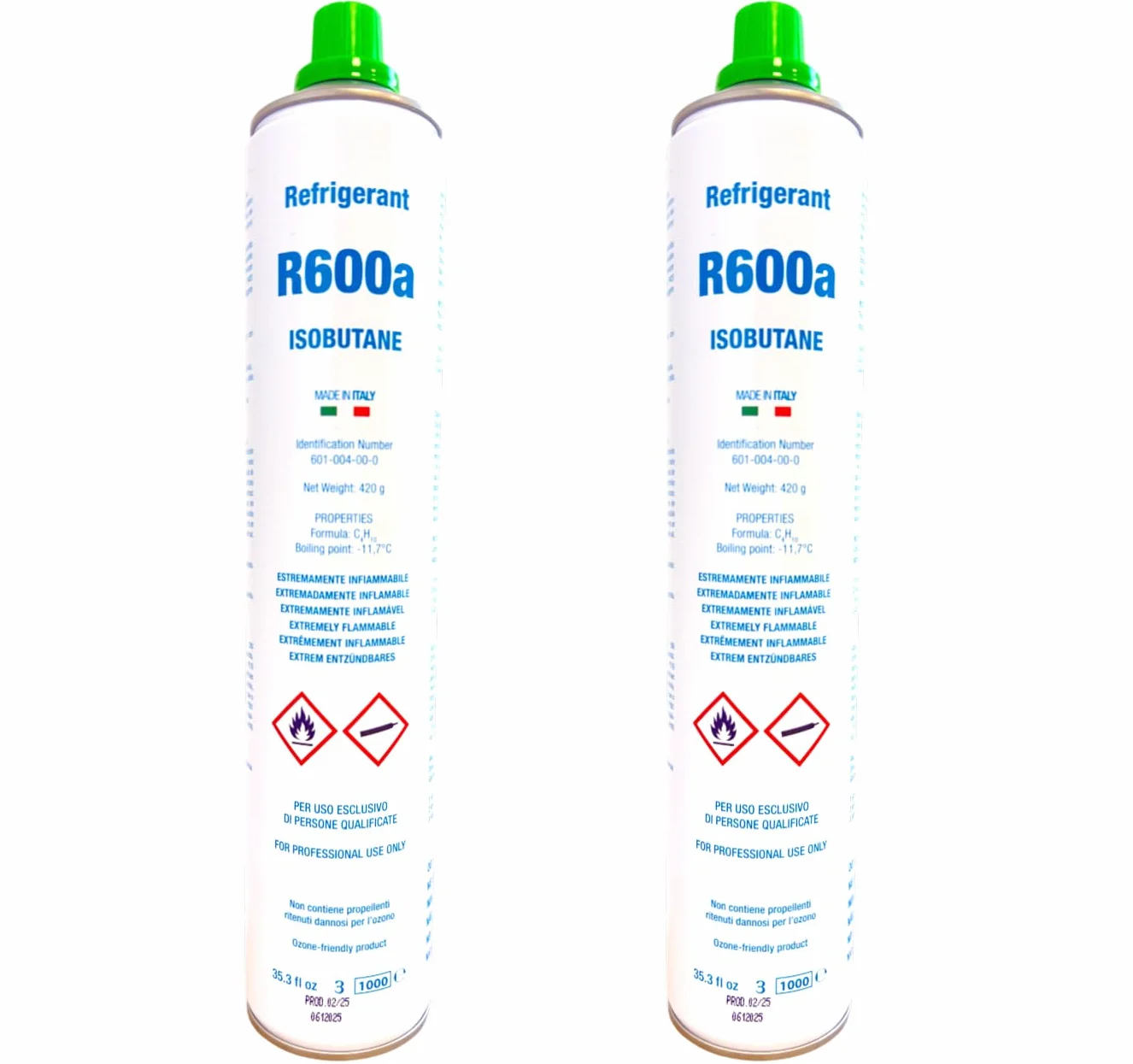 Envases R600a Isobutano 840g Gas Refrigerante Ecológico para Neveras y Frigoríficos Pack Ahorro
