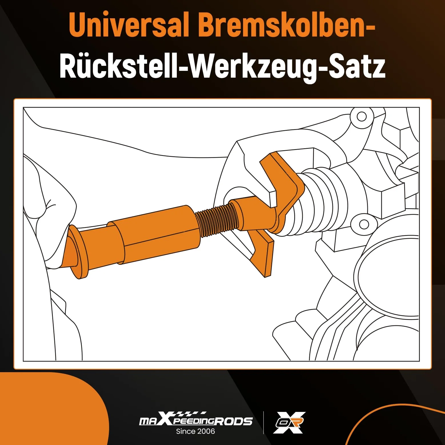 maXpeedingrods Juego 8pz universal retroceso pistón freno 3/8" | Accionamiento vaso 3/8" (9.525mm), juego retroceso pistón freno