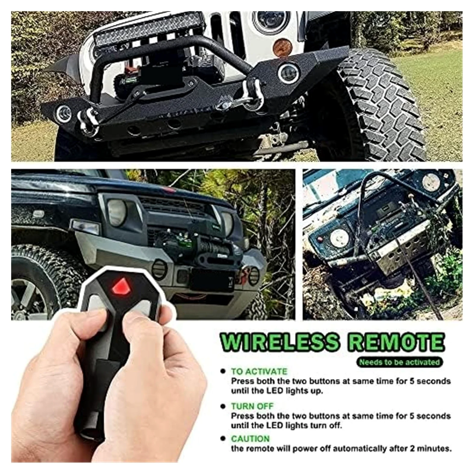Cuerdas para Remolque, Cabrestante 13000lb. Kit de cabrestante Cuerda sintética, cabrestante Impermeable de 12 V con Control Remoto inalámbrico de Mano y con Cable, for camión SUV(13500 LB.)